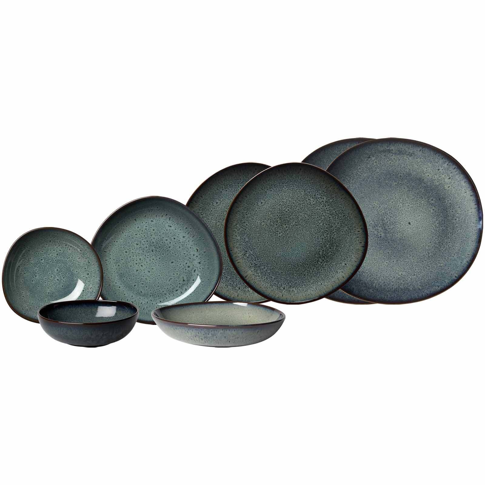 Geschirr-Set "Einsteiger-Set Lave 8er Set", 8, grau, LIKE. BY VILLEROY & BOCH, Geschirr-Sets, Spülmaschinengeeignet, Mikrowellenfest