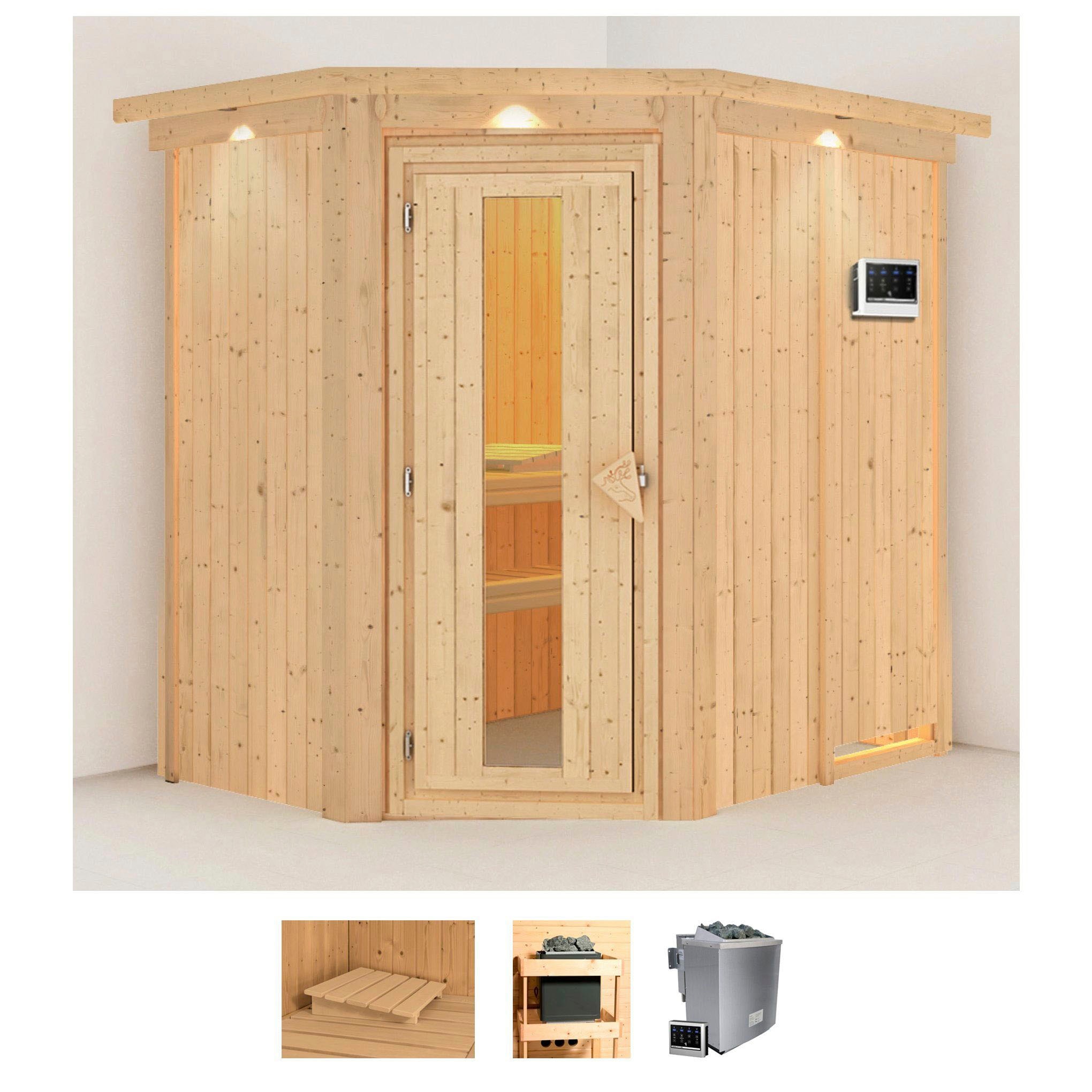 Karibu Sauna "Clara" Set, Ofen 9 kW Bio externe Strg easy