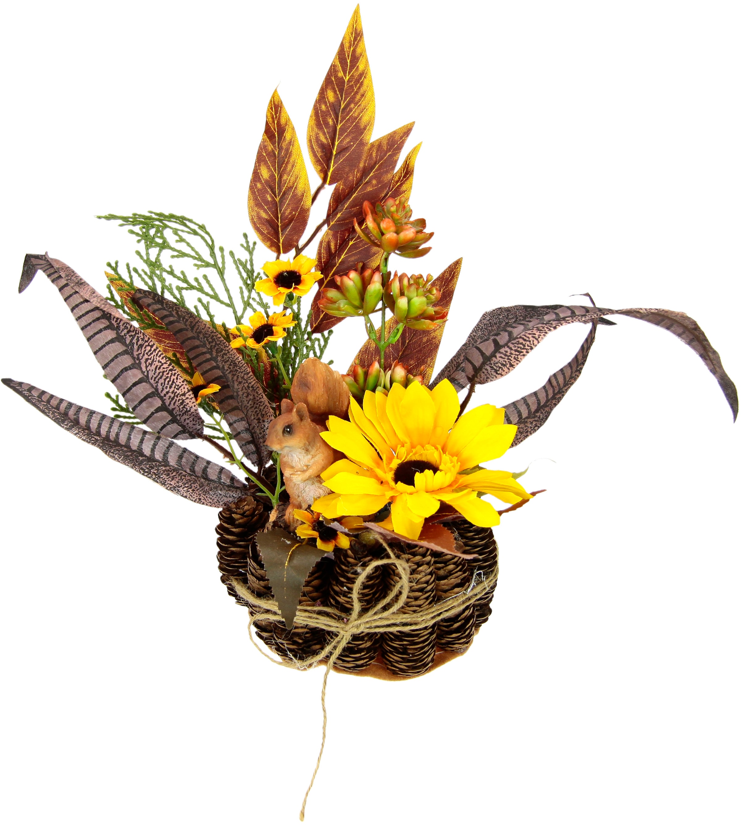 I.GE.A. Kunstpflanze »Sonnenblumen-Arrangement«, Im Zapfen-Topf