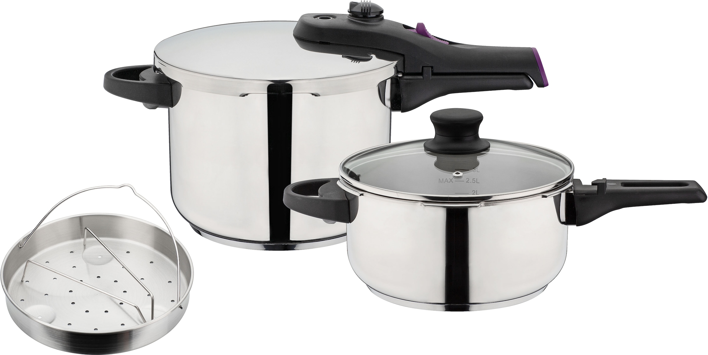 GSW Schnellkochtopf "System RAPID" Set, 6 Stk. tlg. Edelstahl 18/8 günstig online kaufen