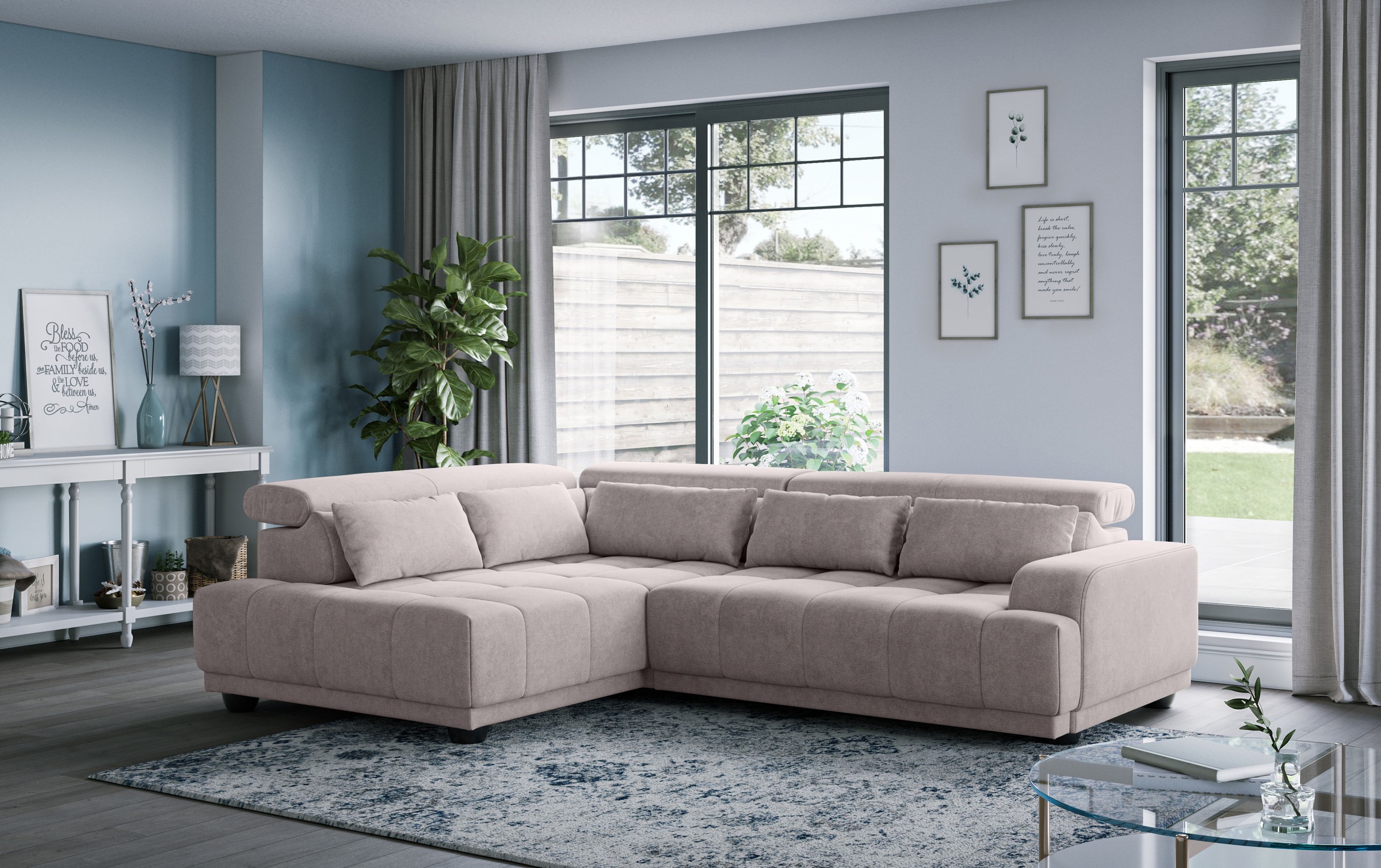 OTTO home Ecksofa "Jade L Form, Breite: 270 cm, mit Kopfteilverstellung & Nierenkissen" optional elektr. Sitztiefenverstellung