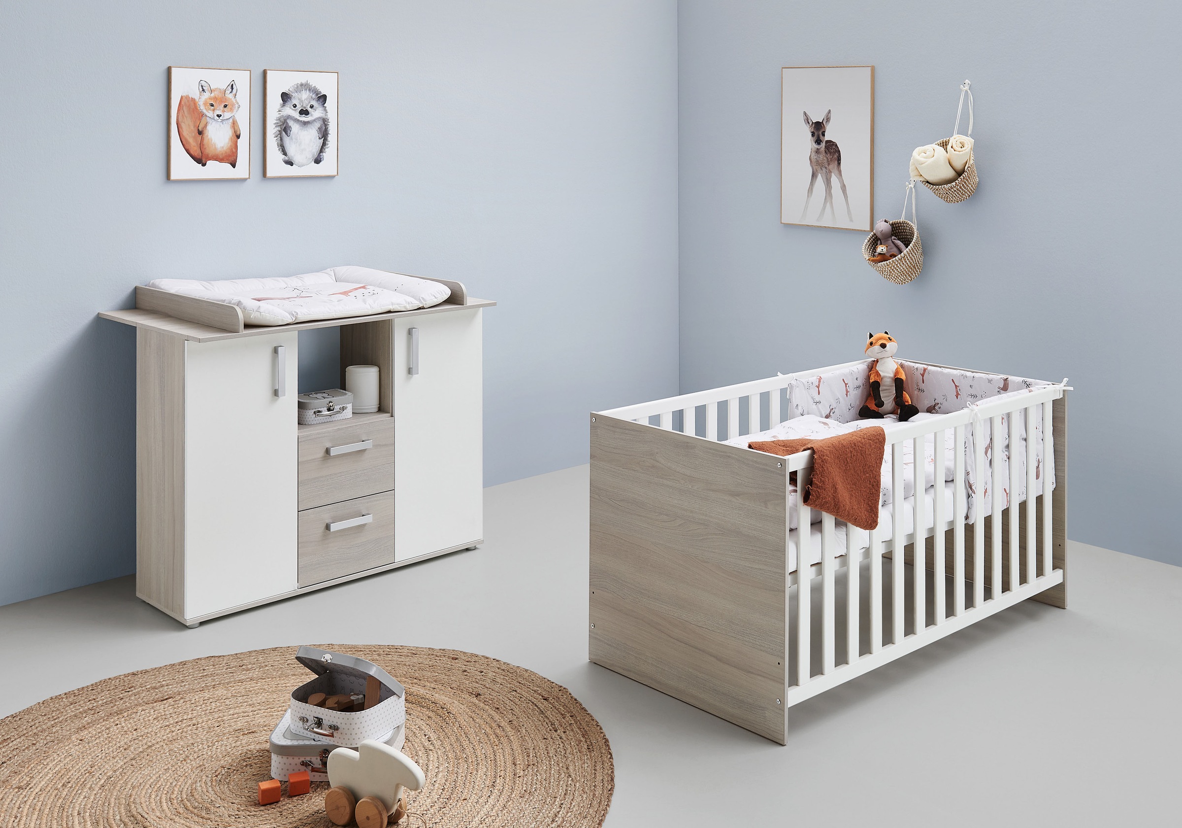 Home affaire Babymöbel-Set "Geert" Spar-Set, Kinderbett, Wickelkommode, 2 S günstig online kaufen