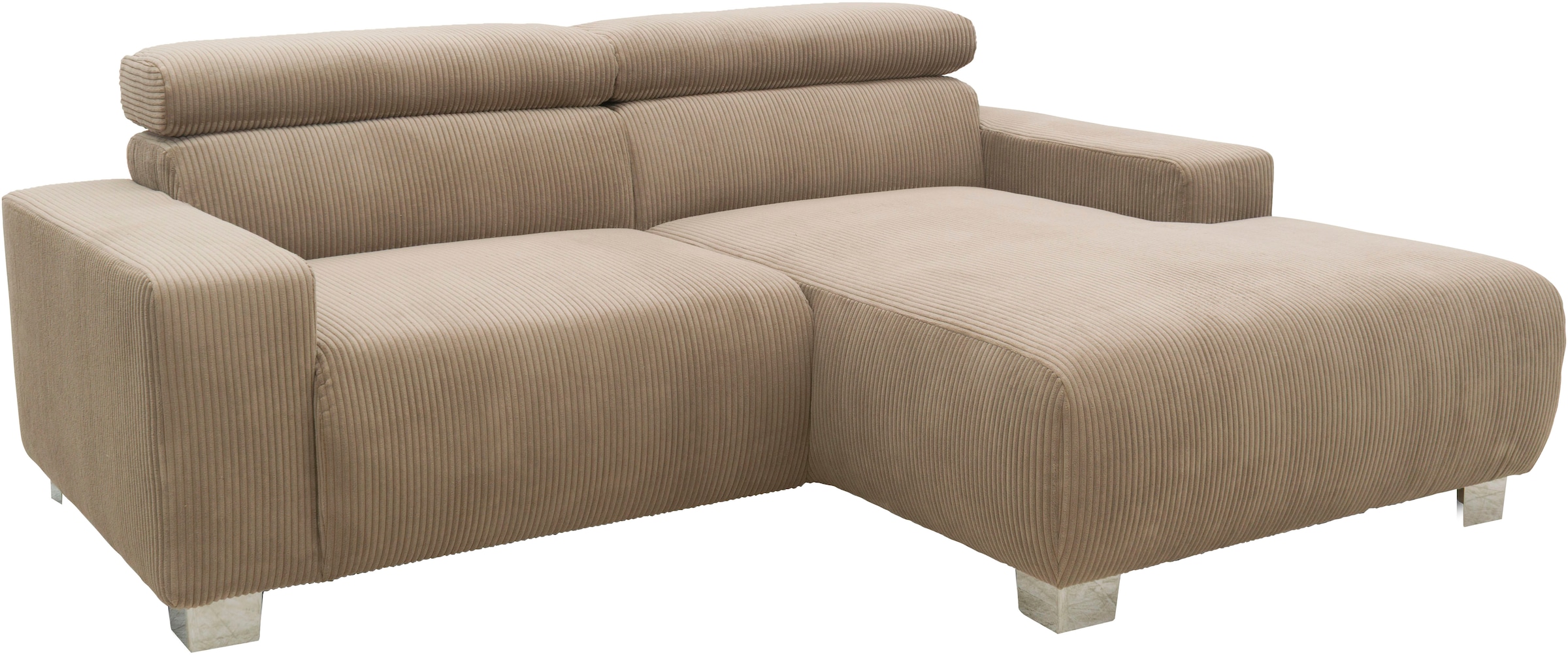 DOMO collection Ecksofa »100030 inkl. Kopfteilverstellung, guter Sitzkomfort, Cordbezug, L-Form«, mit komfortabler Wellenunterfederung, ideal für kleine Räume