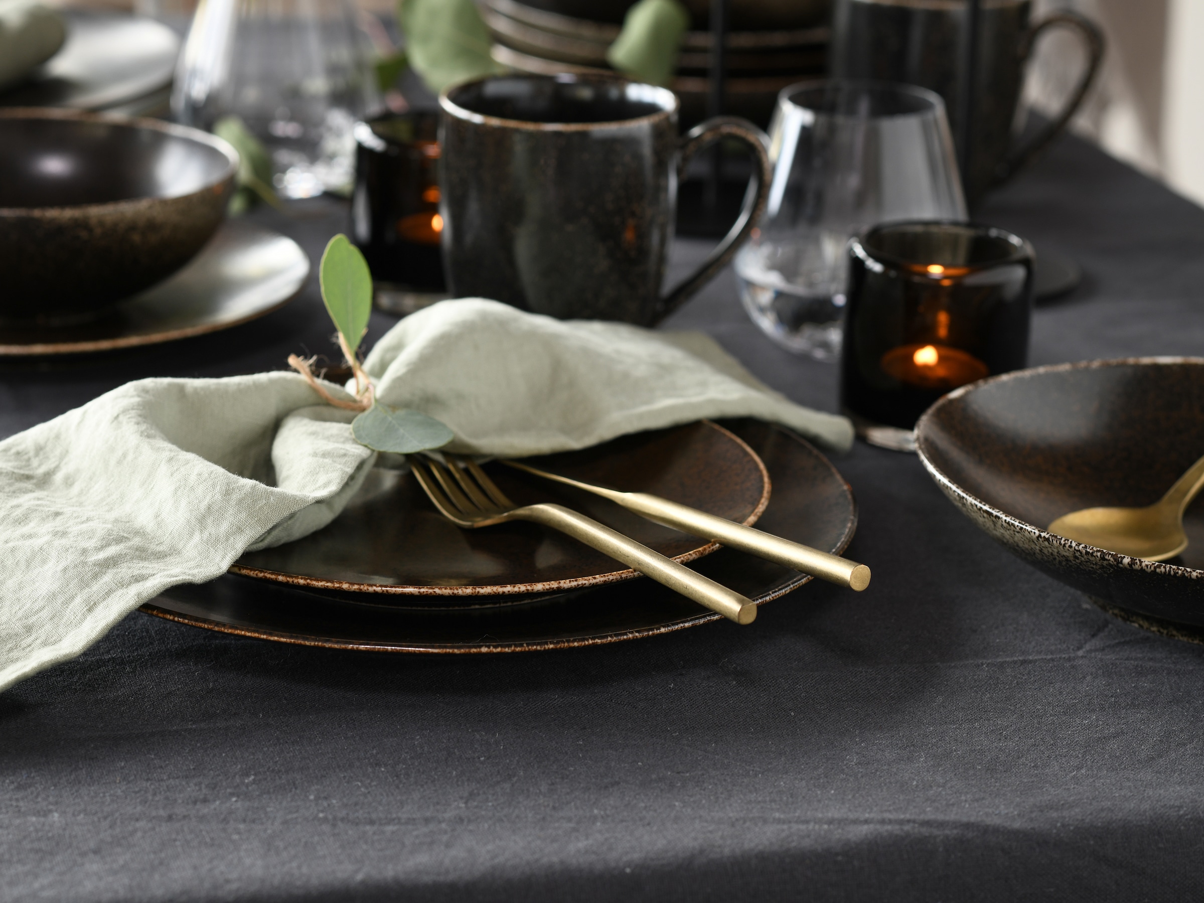 CreaTable Kombiservice »Geschirr-Set Rusty«, (Set, 20 tlg., Kaffeeservice und Tafelservice im Set, für 4 Personen), Service, seidenmatte Glasur, 20 Teile, für 4 Personen