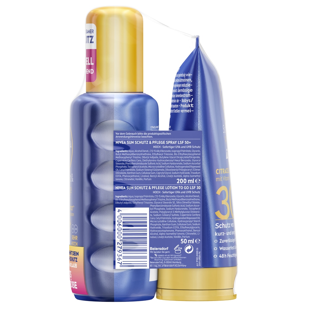 Nivea Sun Sonnenschutzspray »Schutz & Pflege Spray LSF50+ 200ml mit To Go Größe Gratis« wirkt über herkömmliche UV-Filter hinaus
