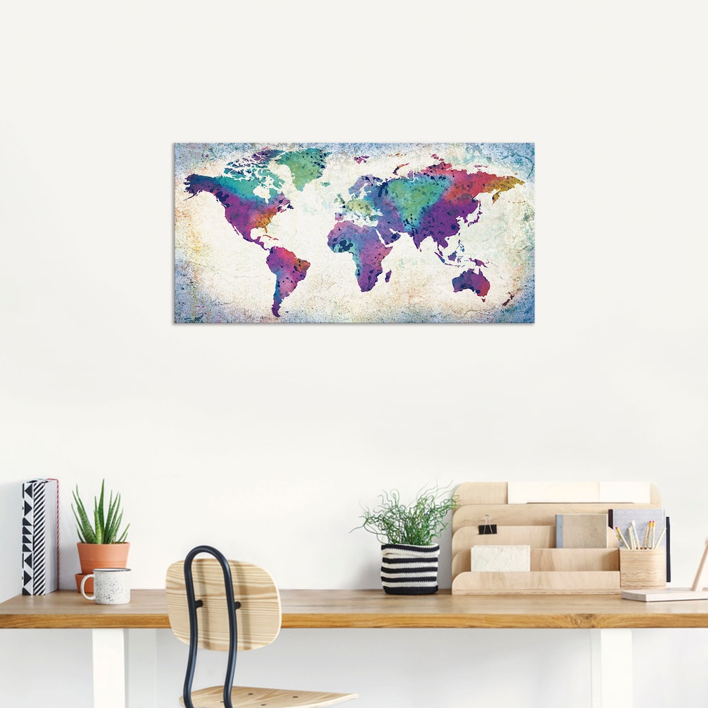 Artland Wandbild »bunte Weltkarte«, Land- & Weltkarten, (1 St.)