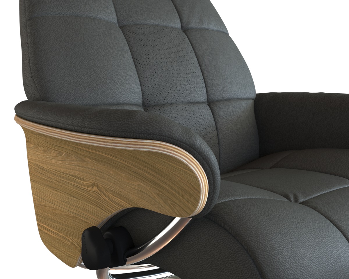FLEXLUX Relaxsessel »Skagen Funktionsessel, Polstersessel, Armlehne, TV-Fernsehsessel,«, Rücken- und Kopfteilverstellung, Fuß Alu, Armlehne Eiche, Drehbar