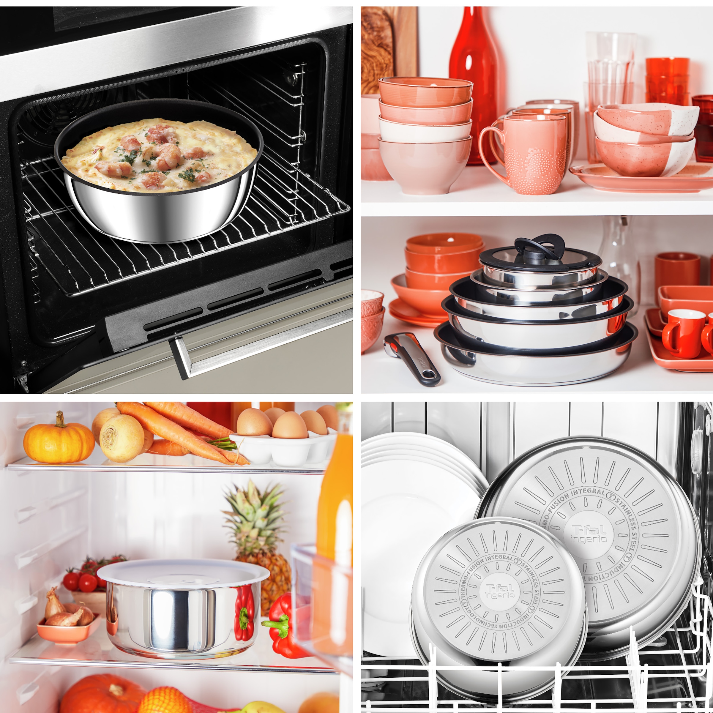 Tefal Kasserolle »Ingenio Preference« Edelstahl 1 Stk. tlg. stapelbar, unbeschichtet, 18/10-Edelstahl, hochglanzpoliert