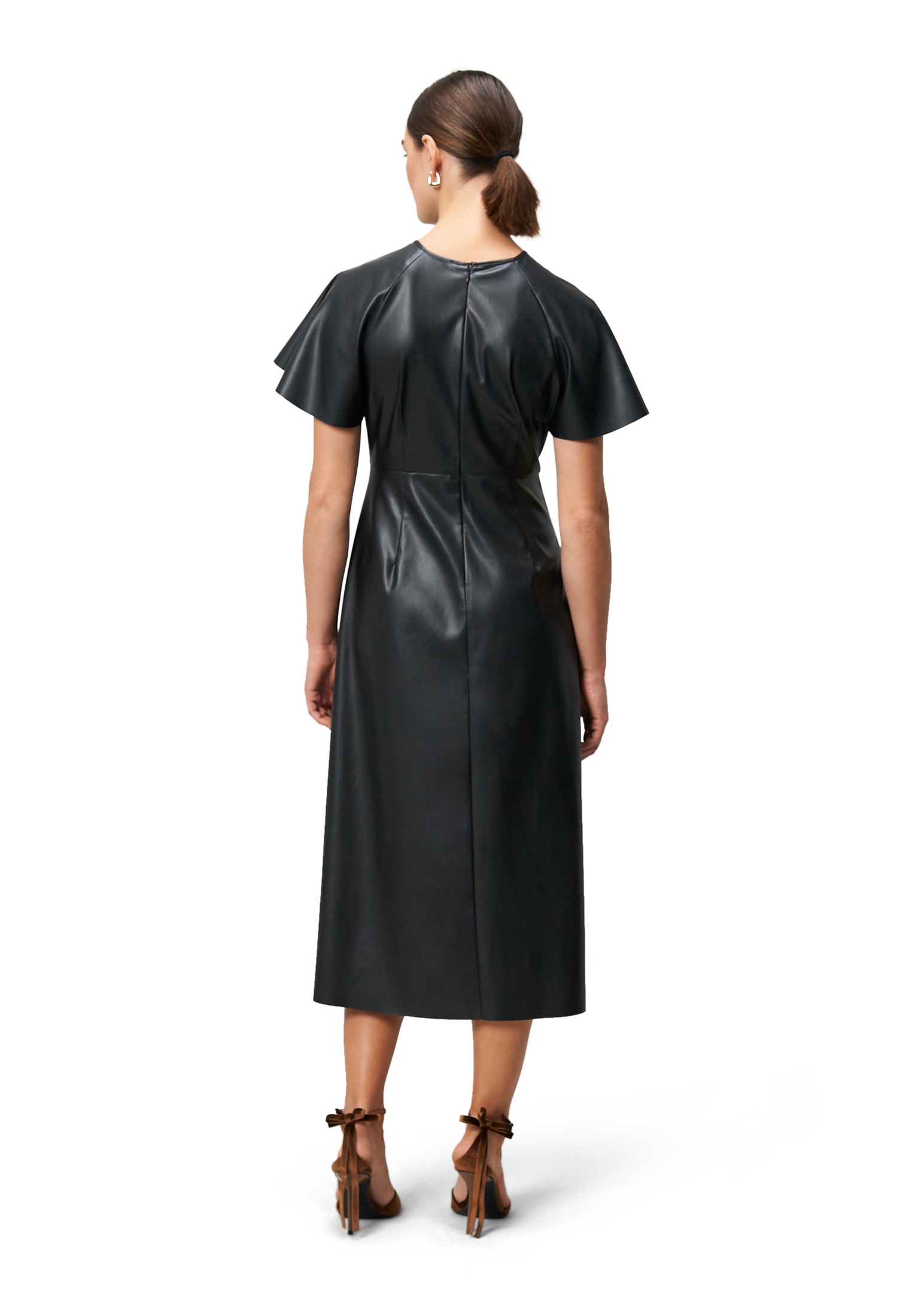 Zero Midikleid »Damen in Lederoptik« Ohne Tasche drapiert /gerafft