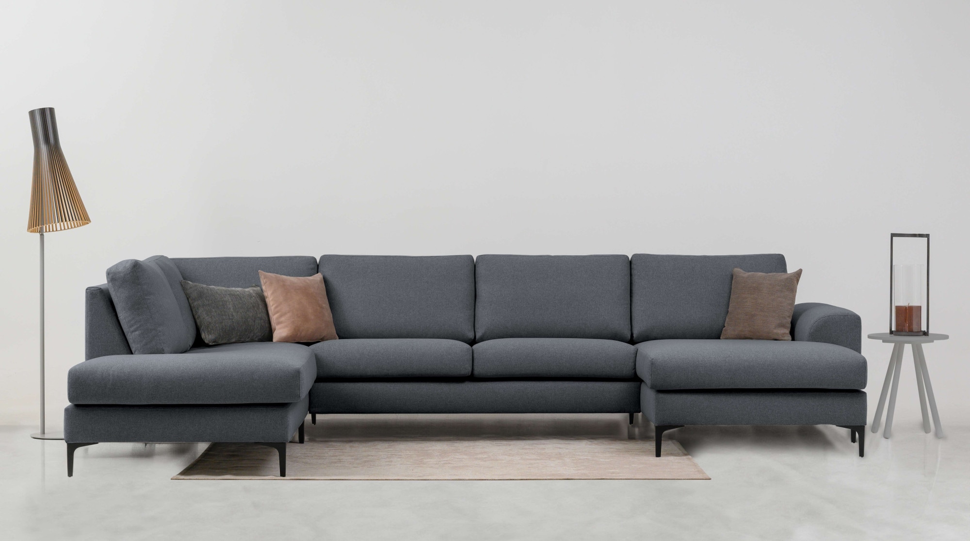 OTTO home Wohnlandschaft "Henry, U-Form, Breite 363 cm" mit Metallbeinen, Wellenunterfederung, wasserabweisender Stoff