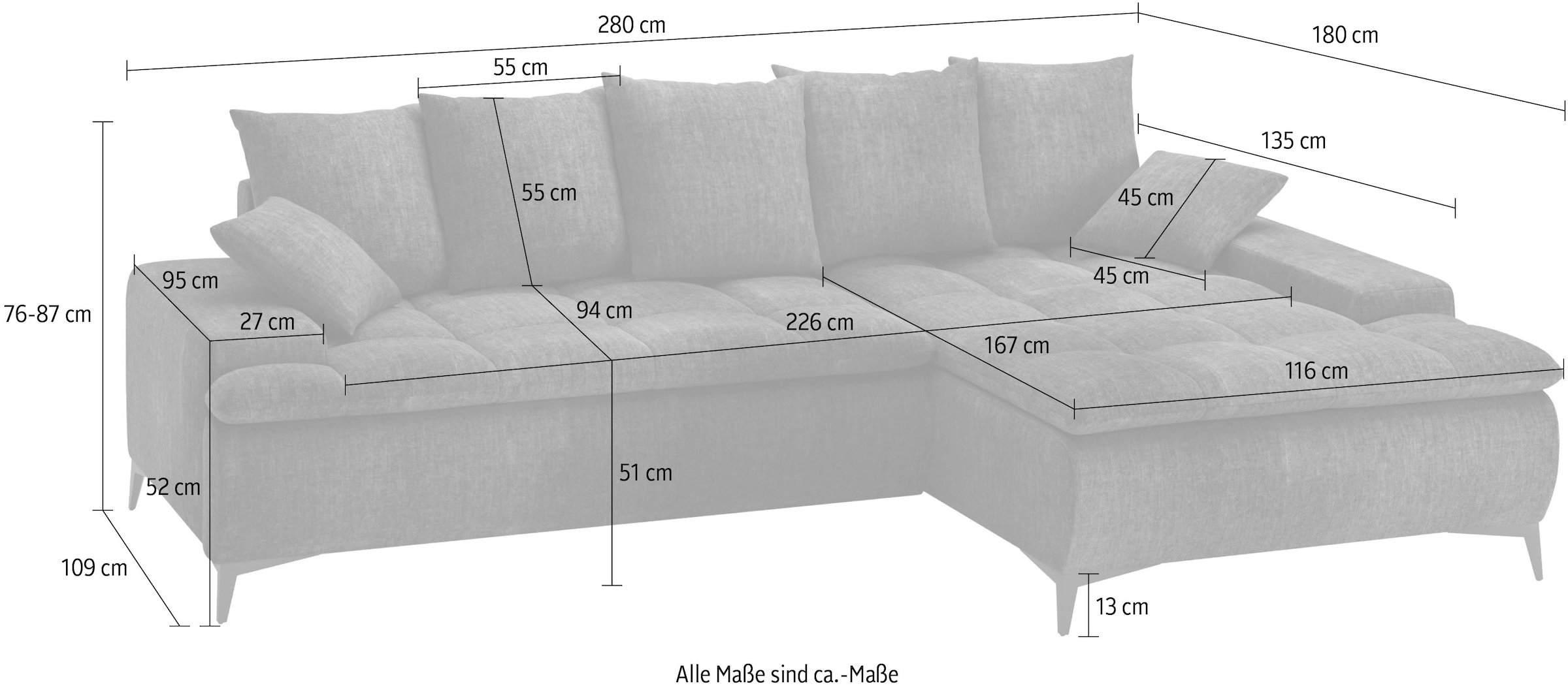 Mr. Couch Ecksofa »Haiti III, L-Form«, Mit Kaltschaum, bis 140 kg belastbar