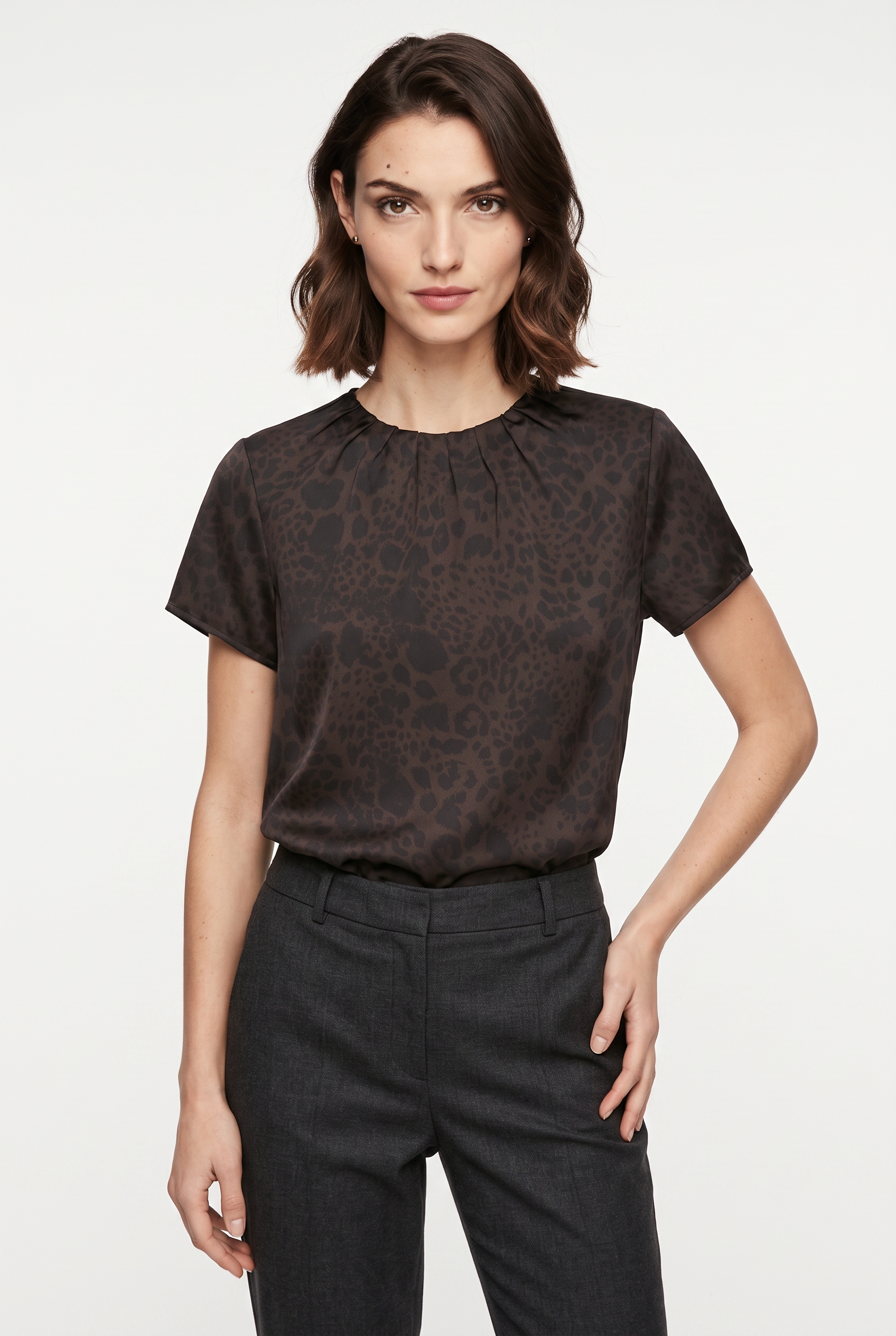 s.Oliver BLACK LABEL Kurzarmbluse Sommerbluse mit Animal-Print