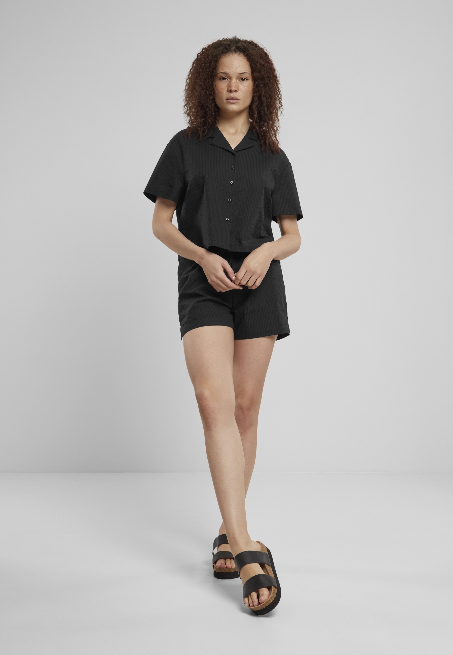 URBAN CLASSICS Blusentop »Urban Classics Damen Ladies Seersucker Shirt«