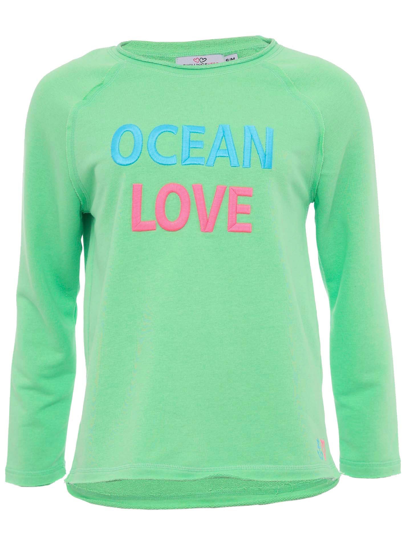 Zwillingsherz Langarmshirt, mit "Ocean Love"-Aufdruck und Used-Look günstig online kaufen