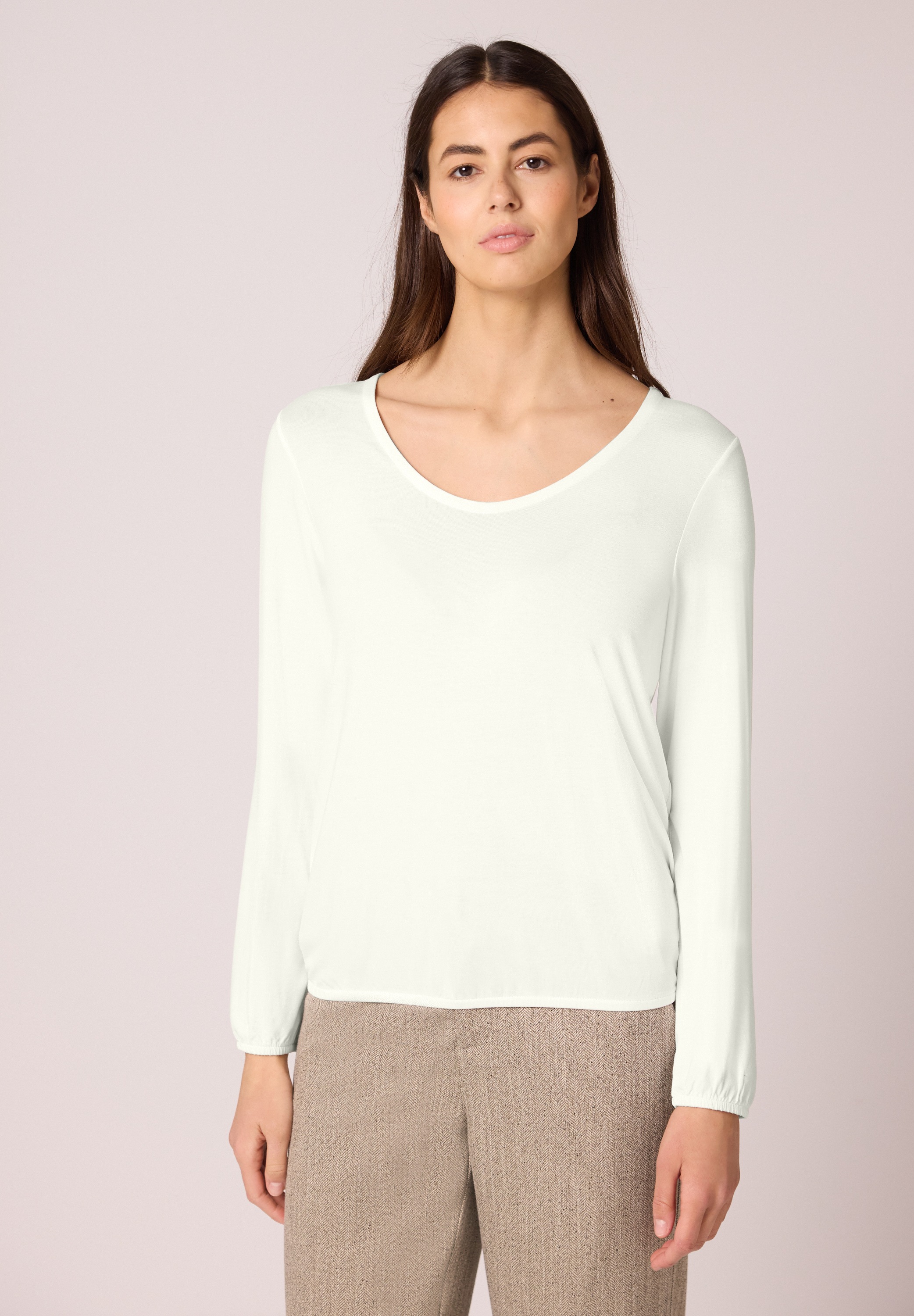 STREET ONE Langarmshirt mit abgerundetem V-Ausschnitt