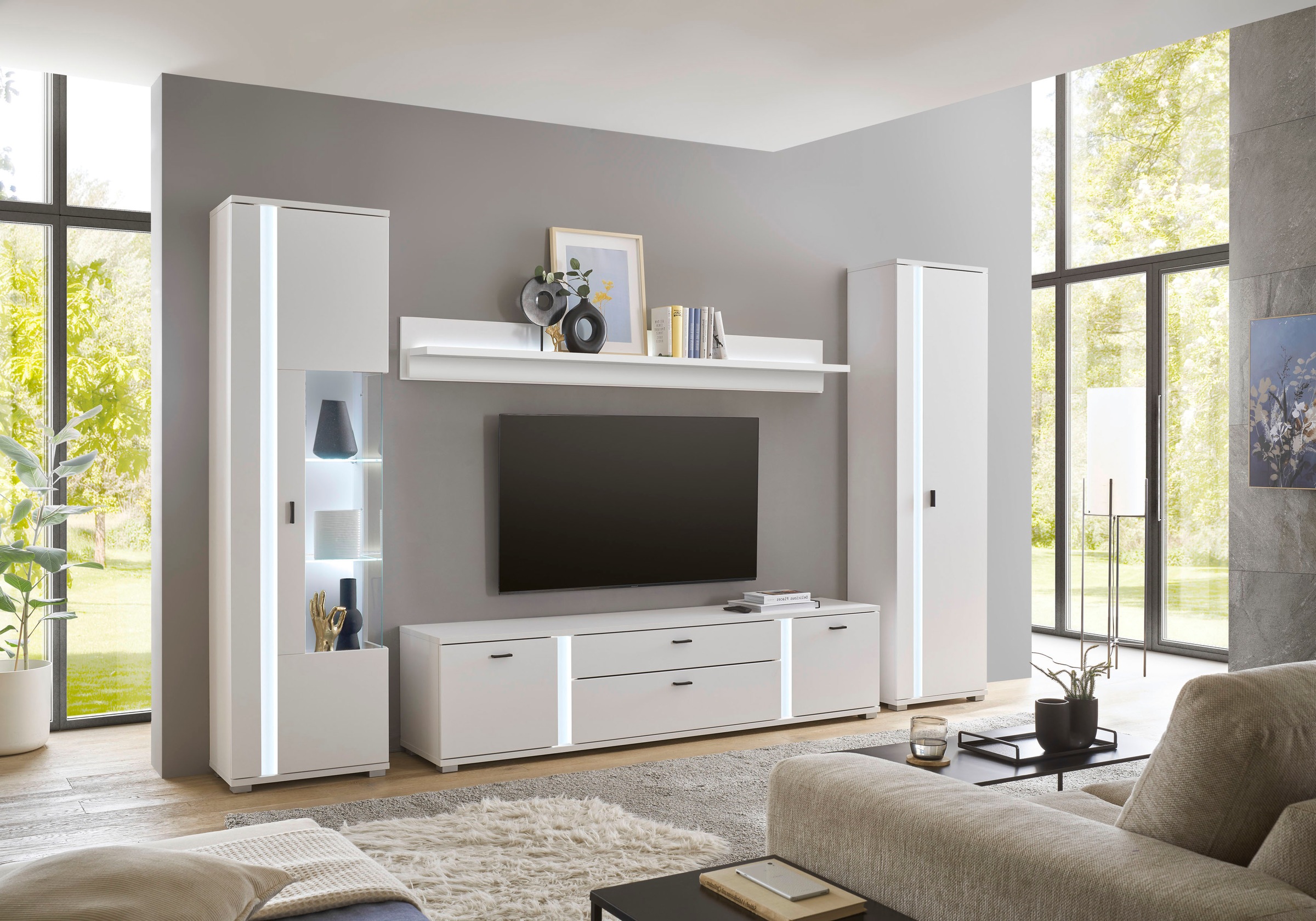 INOSIGN Mehrzweckschrank »LONG ISLAND«, (1 St.), in moderner Trendfarbe,inklusive senkrechter Beleuchtung,Breite 55 cm