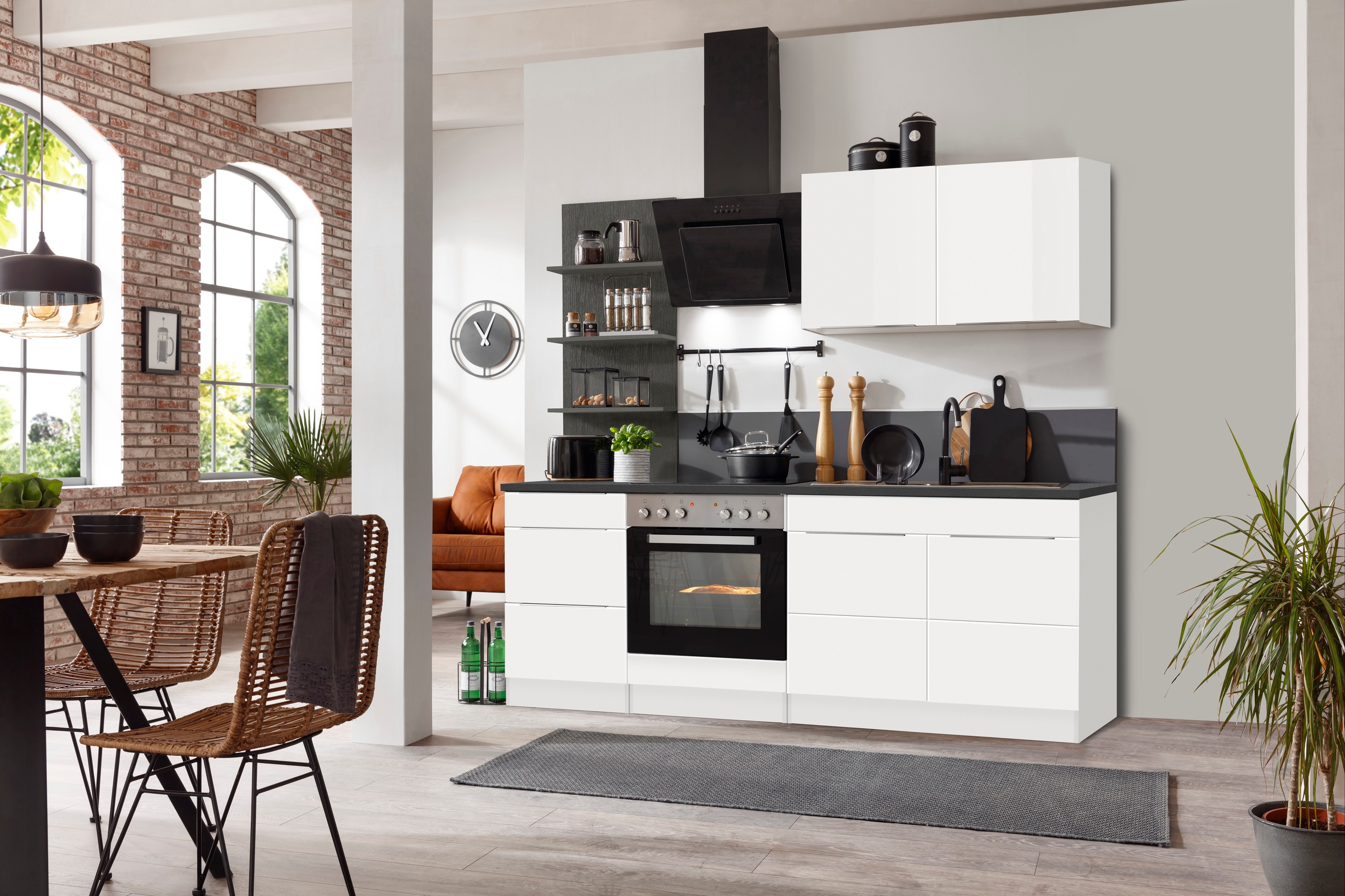 KOCHSTATION Küchenzeile "KS-Brindisi" Breite 210 cm, wahlweise mit E-Geräte günstig online kaufen