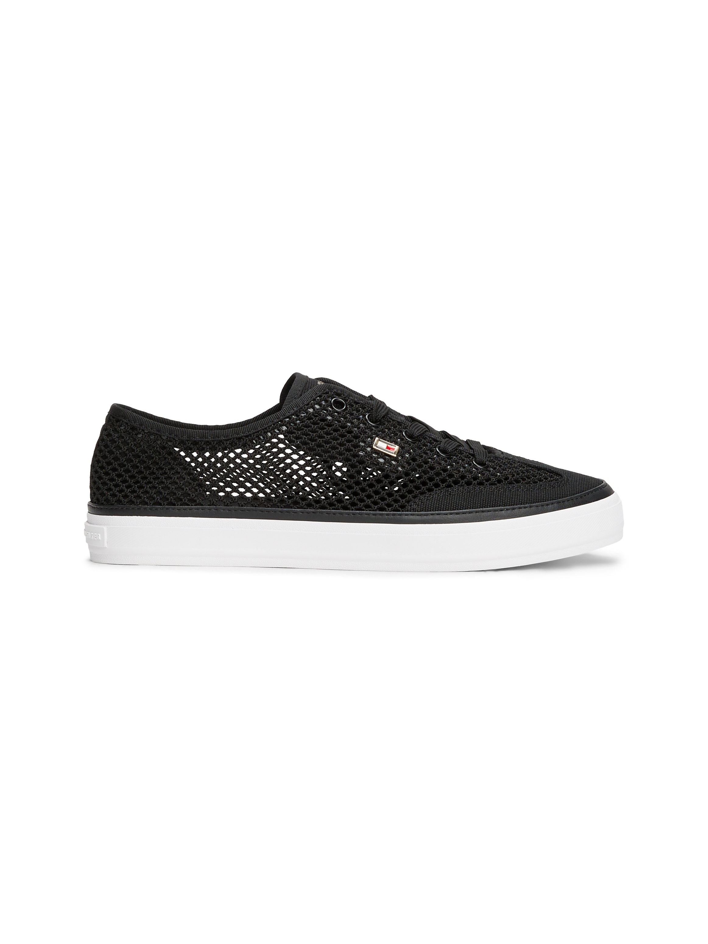 Tommy Hilfiger Plateausneaker »TH OPEN MESH VULC SNEAKER«, Freizeitschuh, Halbschuh, Schnürschuh mit Logoflagge