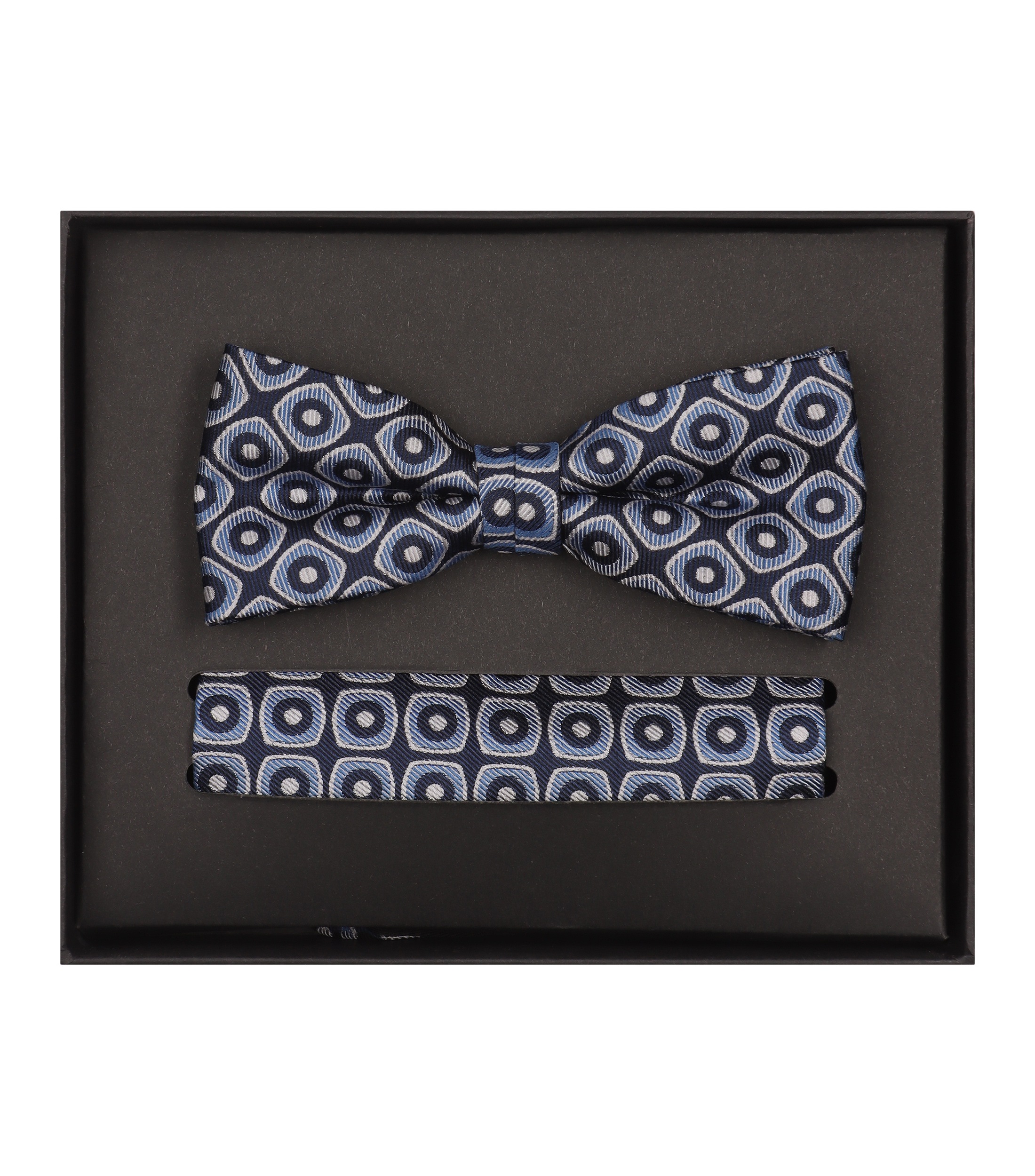 VENTI Herren Fliege "VENTI Set aus Fliege und Einstecktuch gemustert", blau, 100% Seide, Fliegen