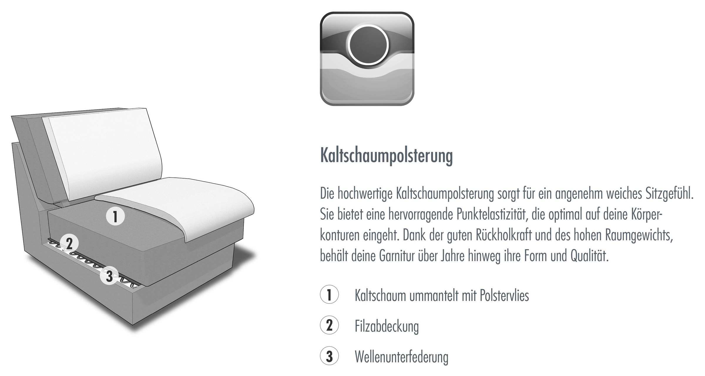 Die PlanBar Wohnlandschaft wahlweise mit Kopfstützen und Sitztiefenverstellung
