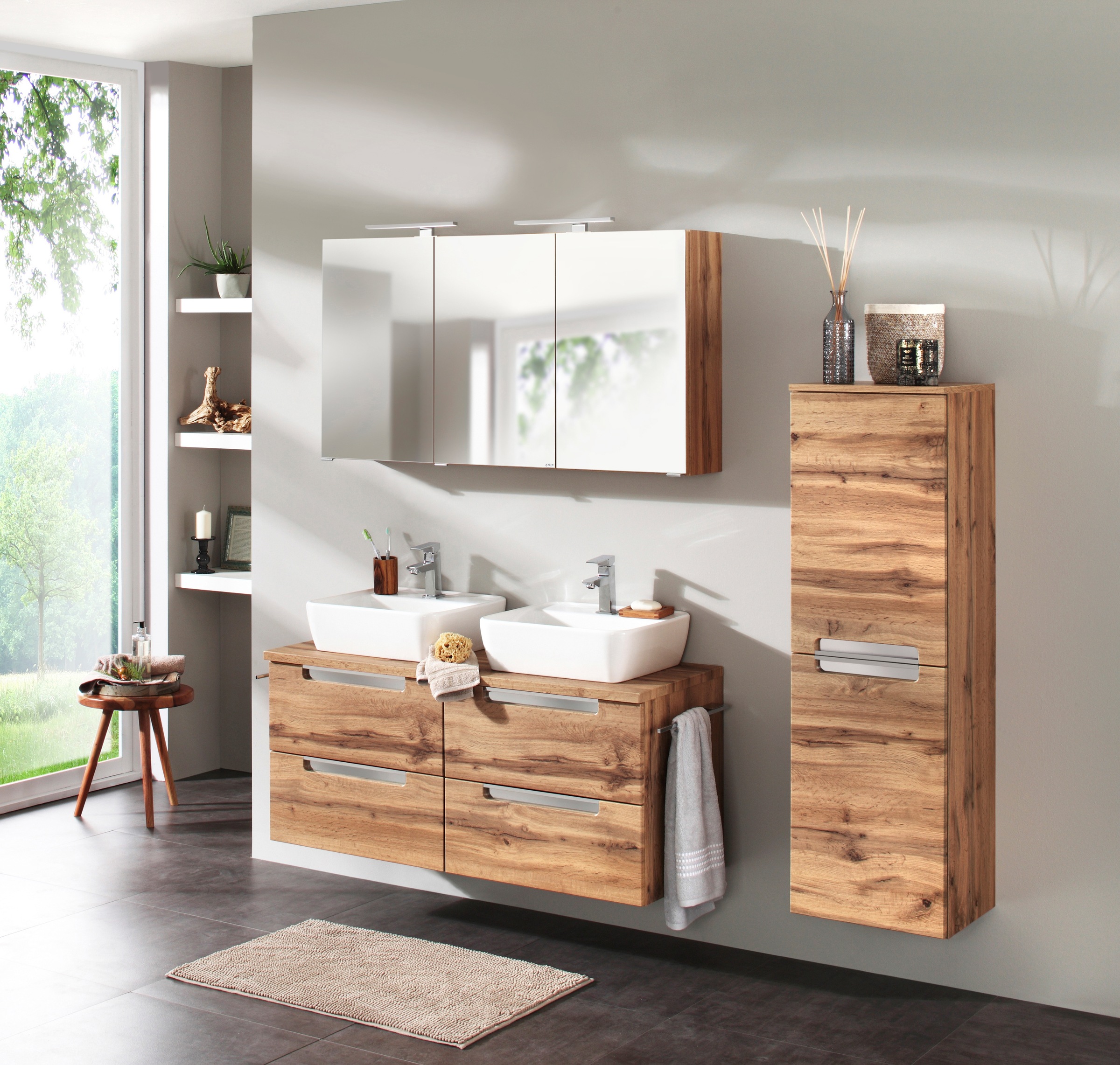 welltime Badmöbel-Set "Malibu" Set, 2 Stk. tlg. Breite 120 cm, mit Soft-Clo günstig online kaufen