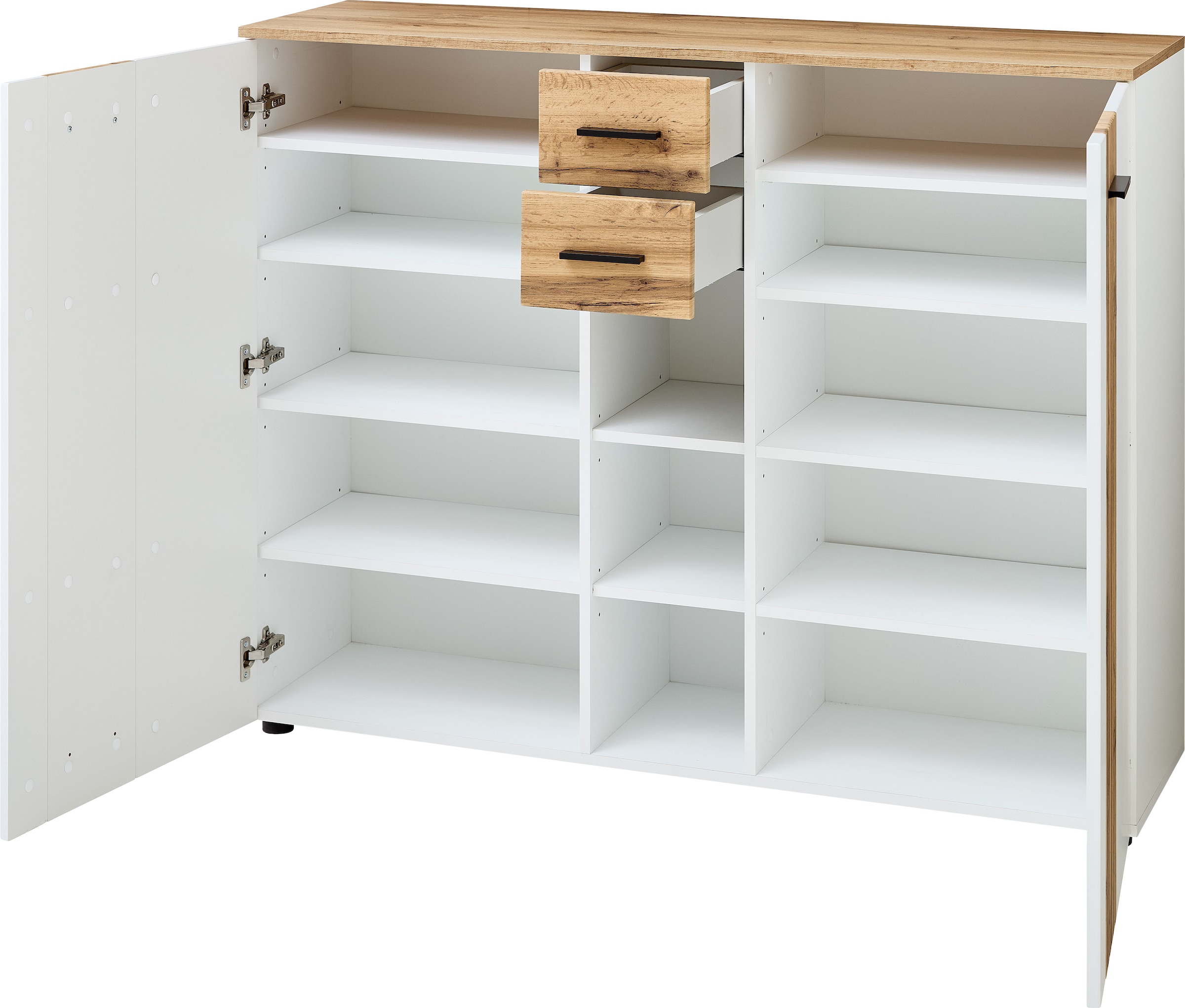 Innostyle Schuhschrank »Schuhschrank Sparks, 135x106x38cm (B/H/T)«, (1 St.), 2 türig, 2 Schubkasten, 3 offene Fächer, Softclose