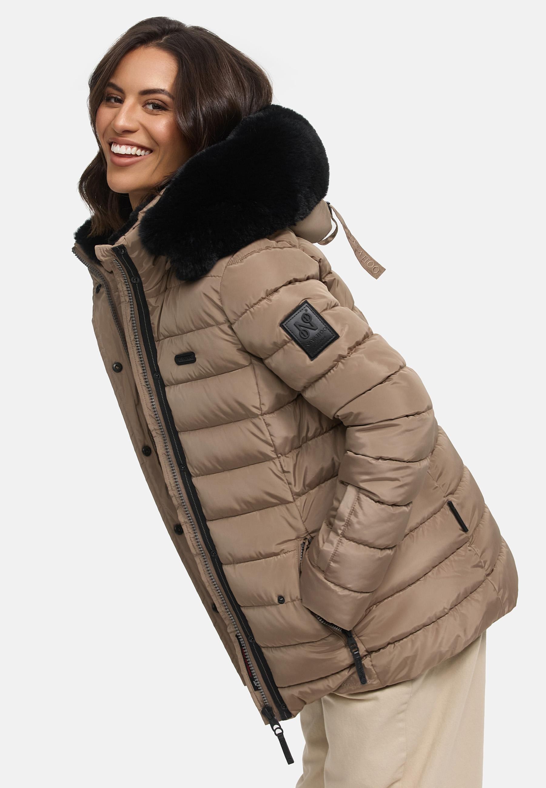 Navahoo Steppjacke »Milianaa«, mit Kapuze, Edle Winterjacke mit weicher Kunstfell-Kapuze