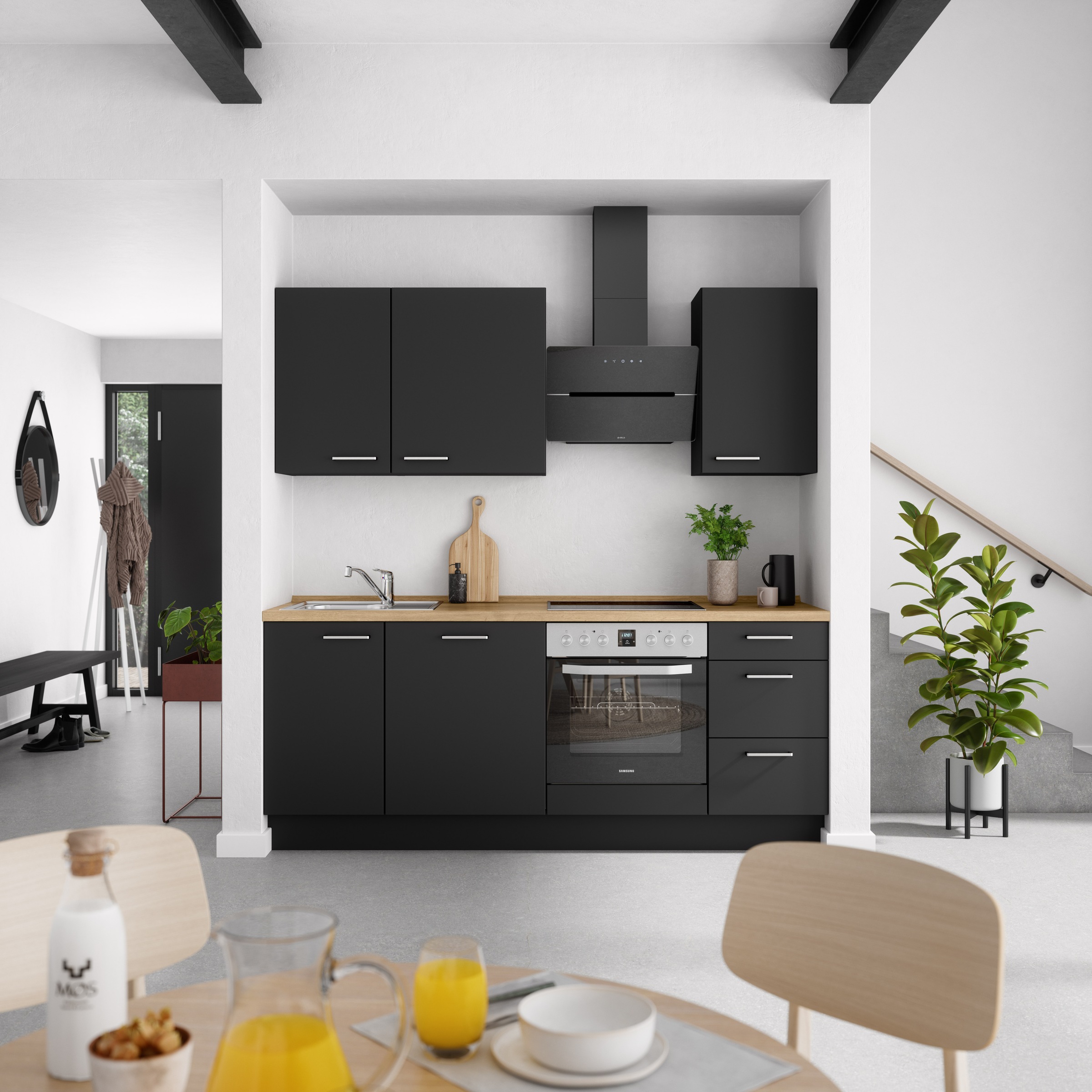 nobilia® Küchenzeile »"Touch II"«, vormontiert, Ausrichtung wählbar, Breite 210 cm, wahlw. mit E-Geräten