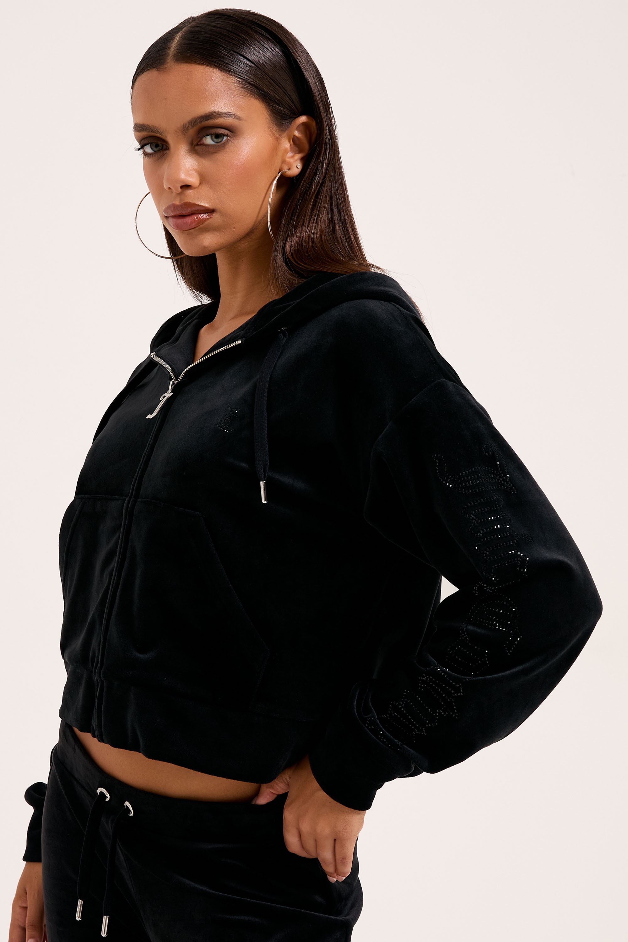 Juicy Couture Kapuzennickijacke "ICCLE DIAMANTE OVERSIZED CROPPED HOODIE Da günstig online kaufen