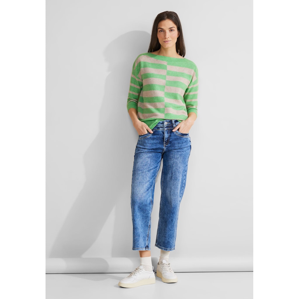 STREET ONE Streifenpullover »Striped U-Boat«, mit 3/4 Arm und U-Boot-Ausschnitt