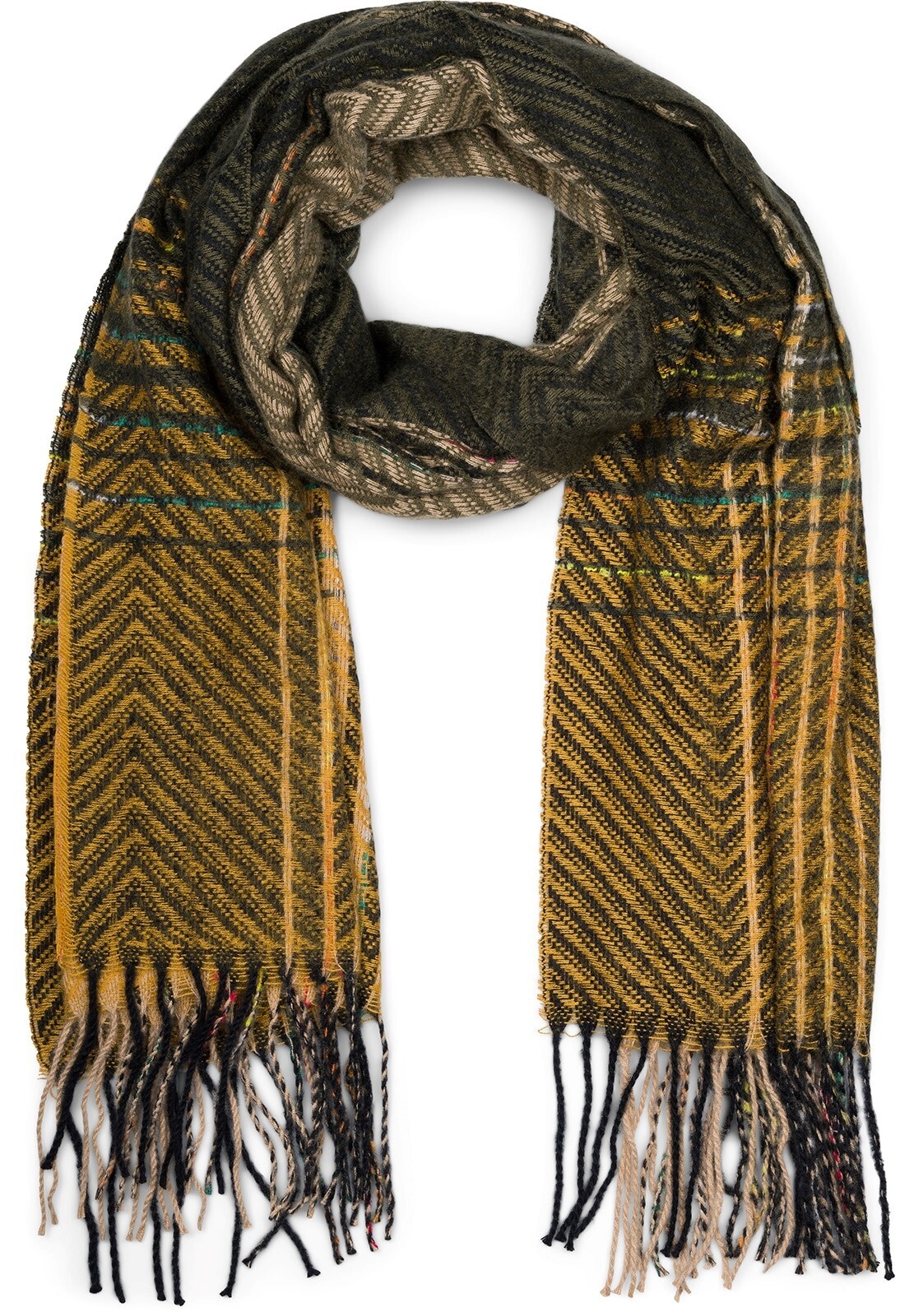 styleBREAKER Strickschal "Feinstrick Schal Zick-Zack gestreift" 1 Stk.
