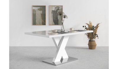Esstisch »Ali«, Breite 160 cm, weiß Hochglanz, Bodenplatte aus Metall