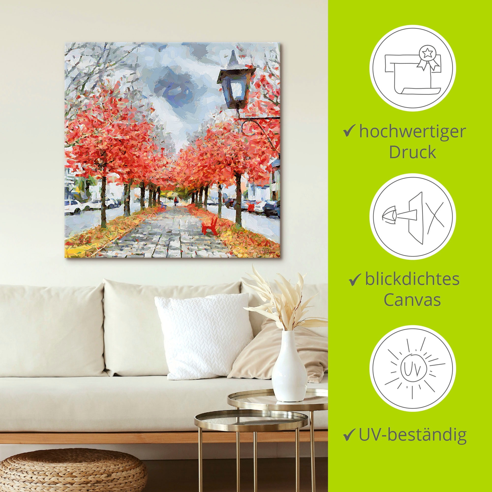 Artland Wandbild »Rote Bank«, Wiesen & Baumbilder, (1 St.), als Leinwandbild, Poster in verschied. Größen