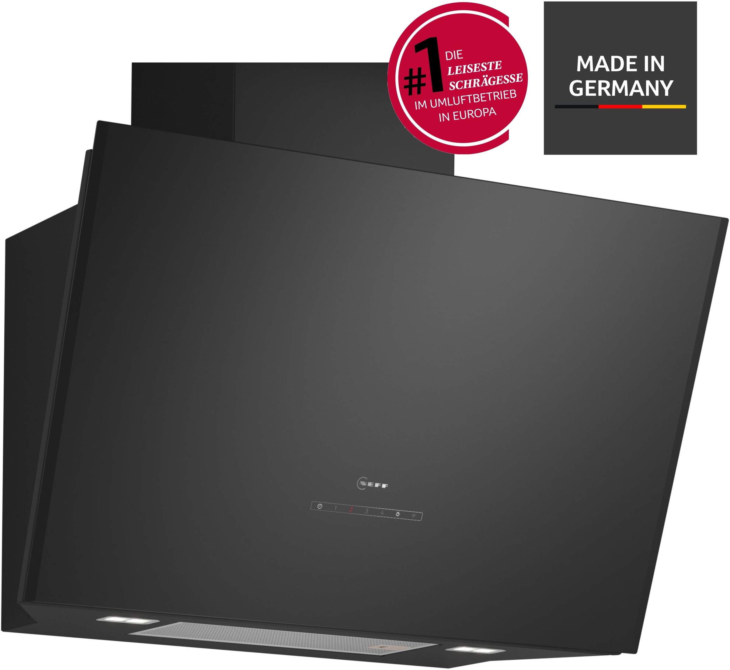 Hotte décorative inclinée 80cm 432m3/h noir Neff D88IAN2S0