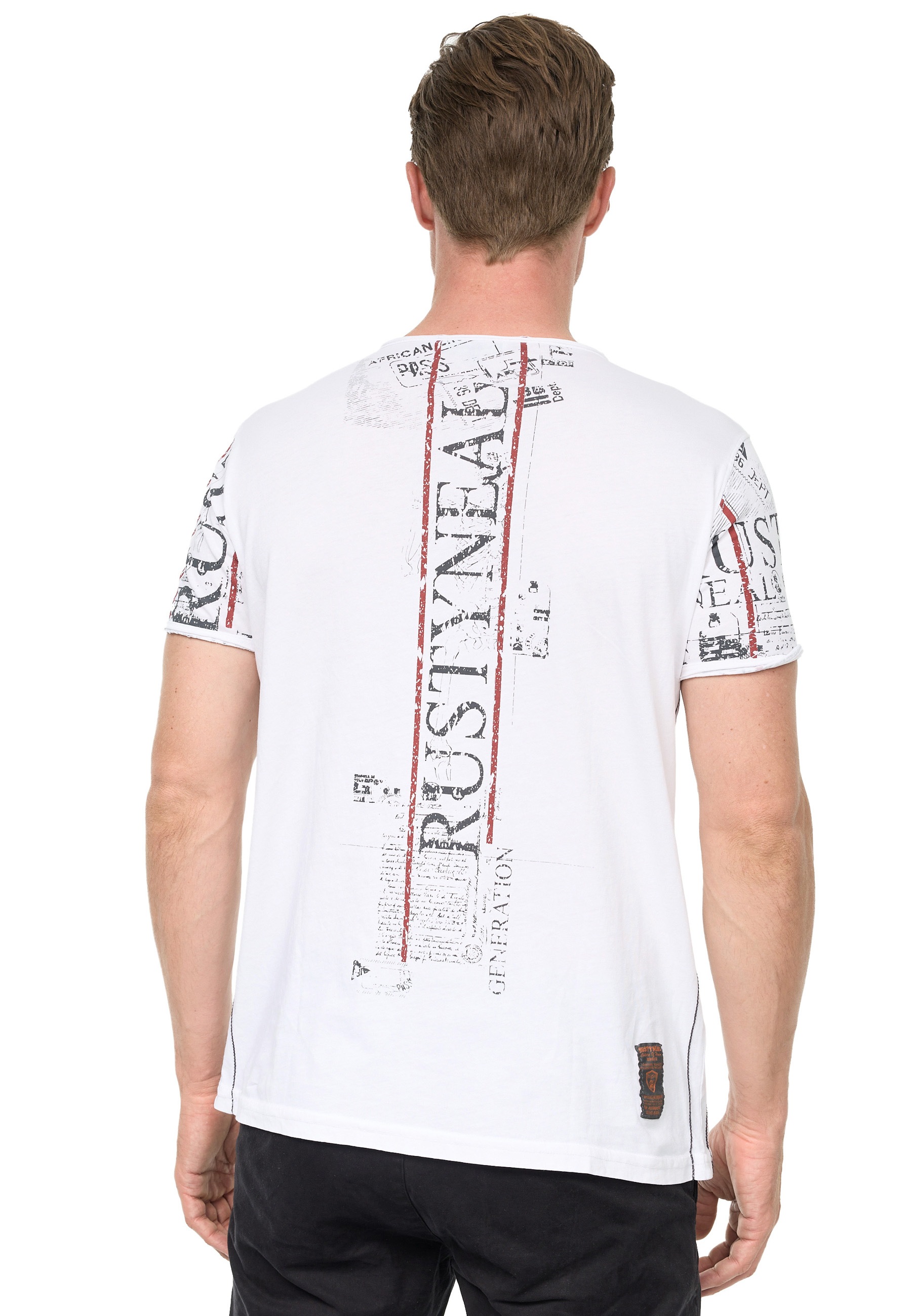 Rusty Neal T-Shirt, im Used-Look mit Allover-Print