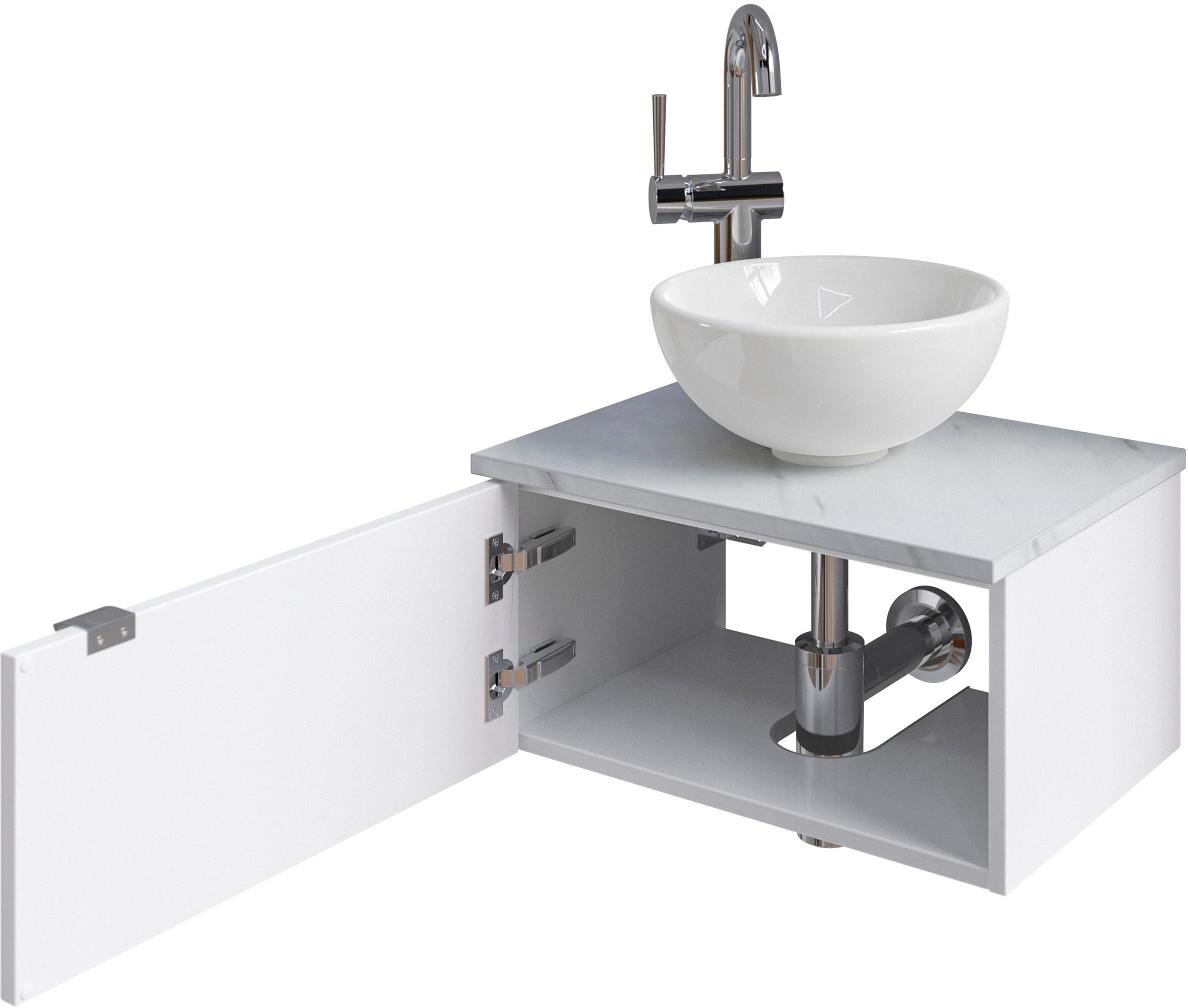 Saphir Waschtisch »Serie 6915 Waschschale mit Unterschrank für Gästebad, Gäste WC«, 51 cm breit, 1 Tür, Waschtischplatte, kleine Bäder, ohne Armatur