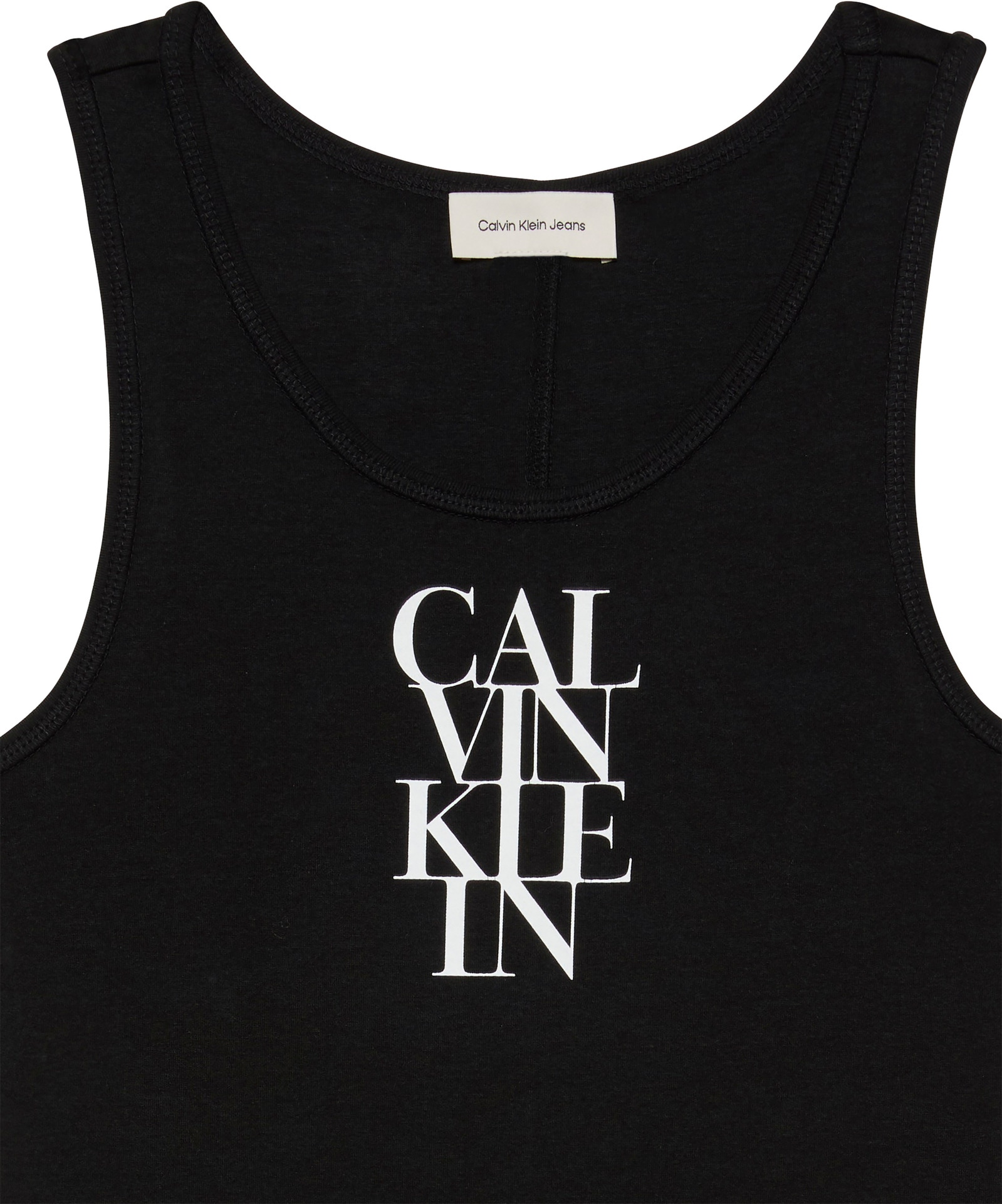 Calvin Klein Jeans Jerseykleid »SL COTTON 1X1 RIB TANK DRESS«, Mit tiefem Rundhalsausschnitt