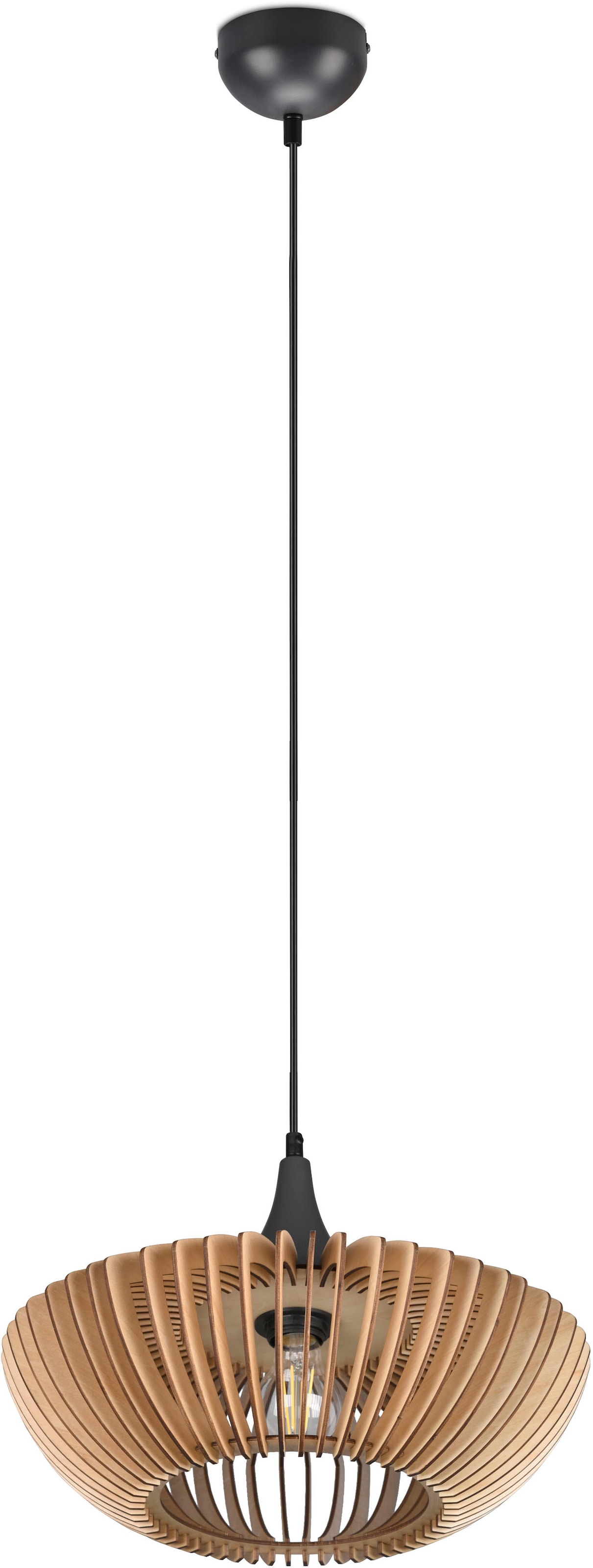 TRIO Leuchten Pendelleuchte »Colino«, 1 flammig-flammig, Hängelampe mit Holzschirm Ø40cm höhenverstellbar bis 150cm, exkl 1xE27