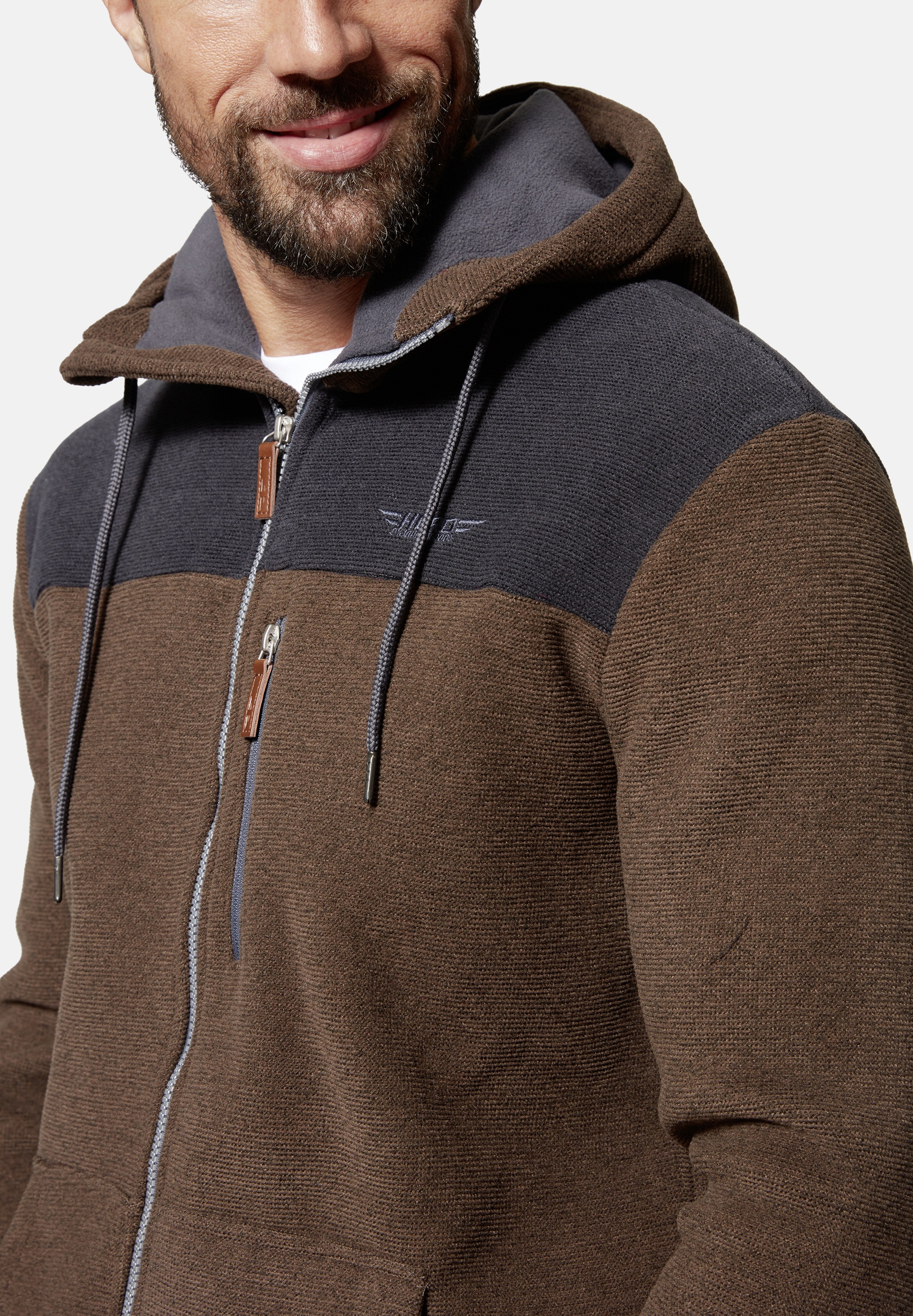 HERO by John Medoox Fleecejacke »Hero by John Medoox Hoodie Strick- Fleecejacke«, fleece Straight Fit Casual Atmungsaktiv für Herren