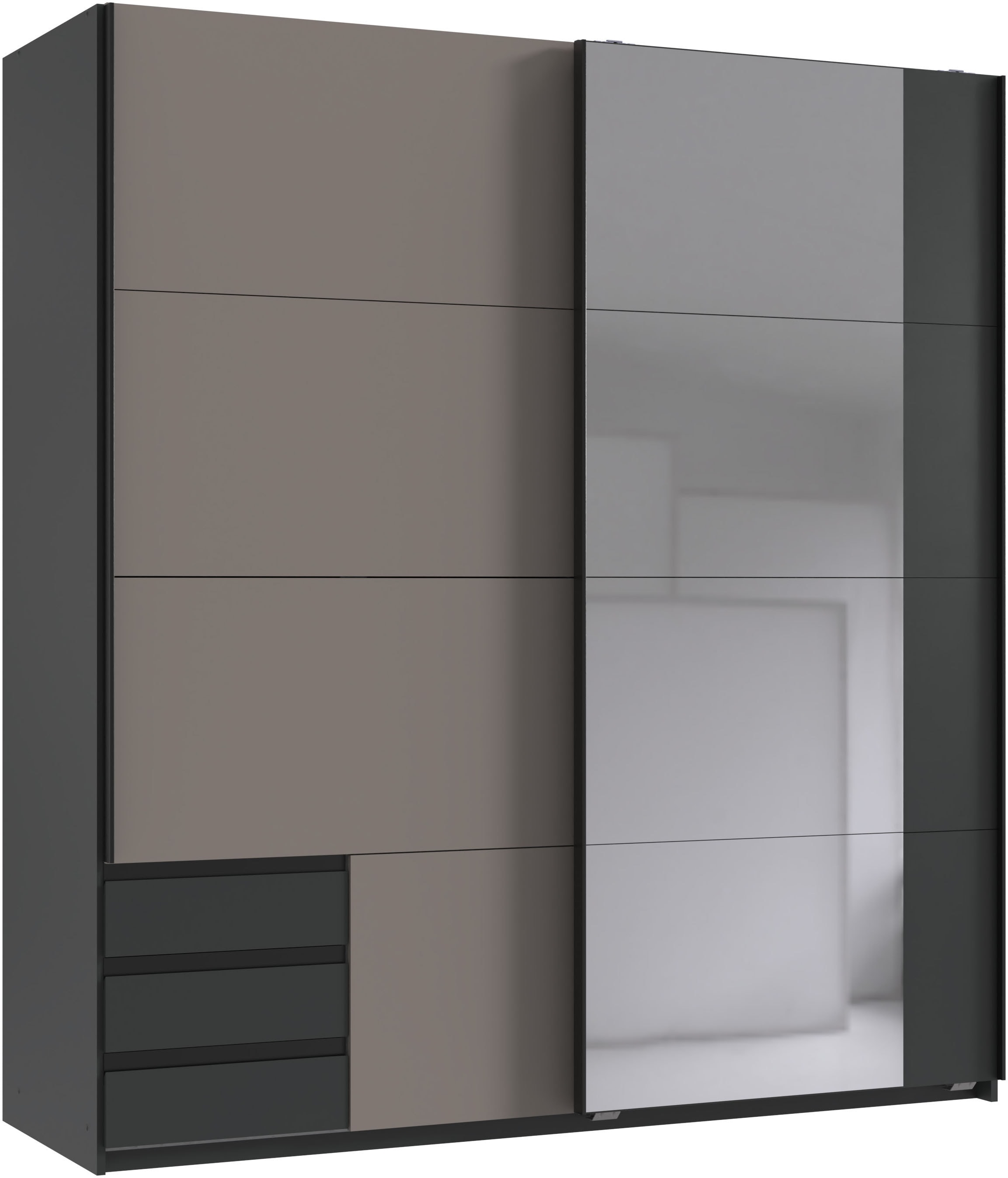 Wimex Schwebetürenschrank »Emden moderner Kleiderschrank mit Spiegel und Schubladen BESTSELLER«, Schlafzimmer Schrank Garderobenschrank mit Schwebetüren Topseller