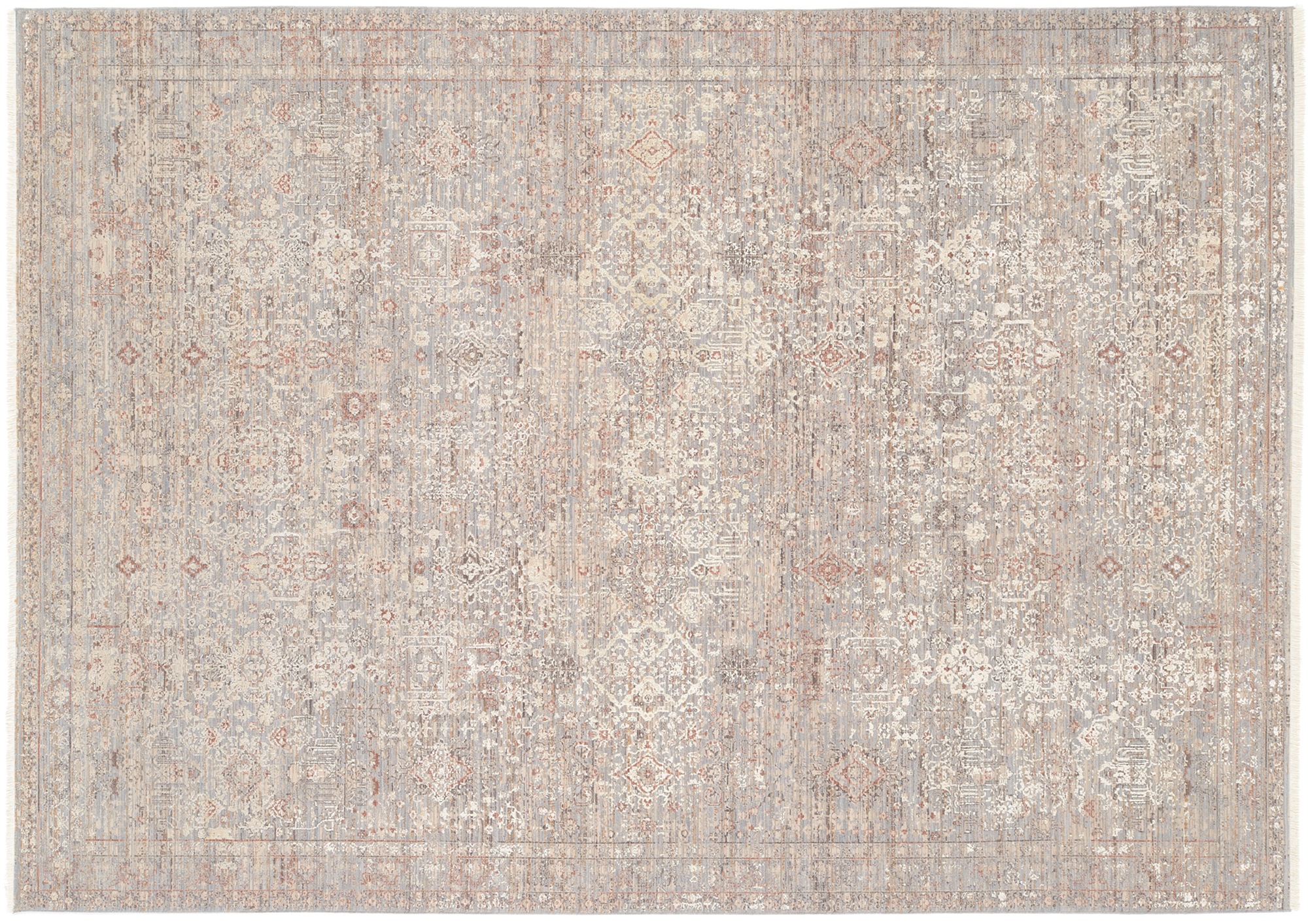 Teppich OCI DIE TEPPICHMARKE "FARBEN GRANDE", beige (natur), B:80cm H:8mm L:150cm, Polyester, Teppiche, Teppich, Klassisches Muster, eingefasst, in 3-D-Optik, mit Fransen 3