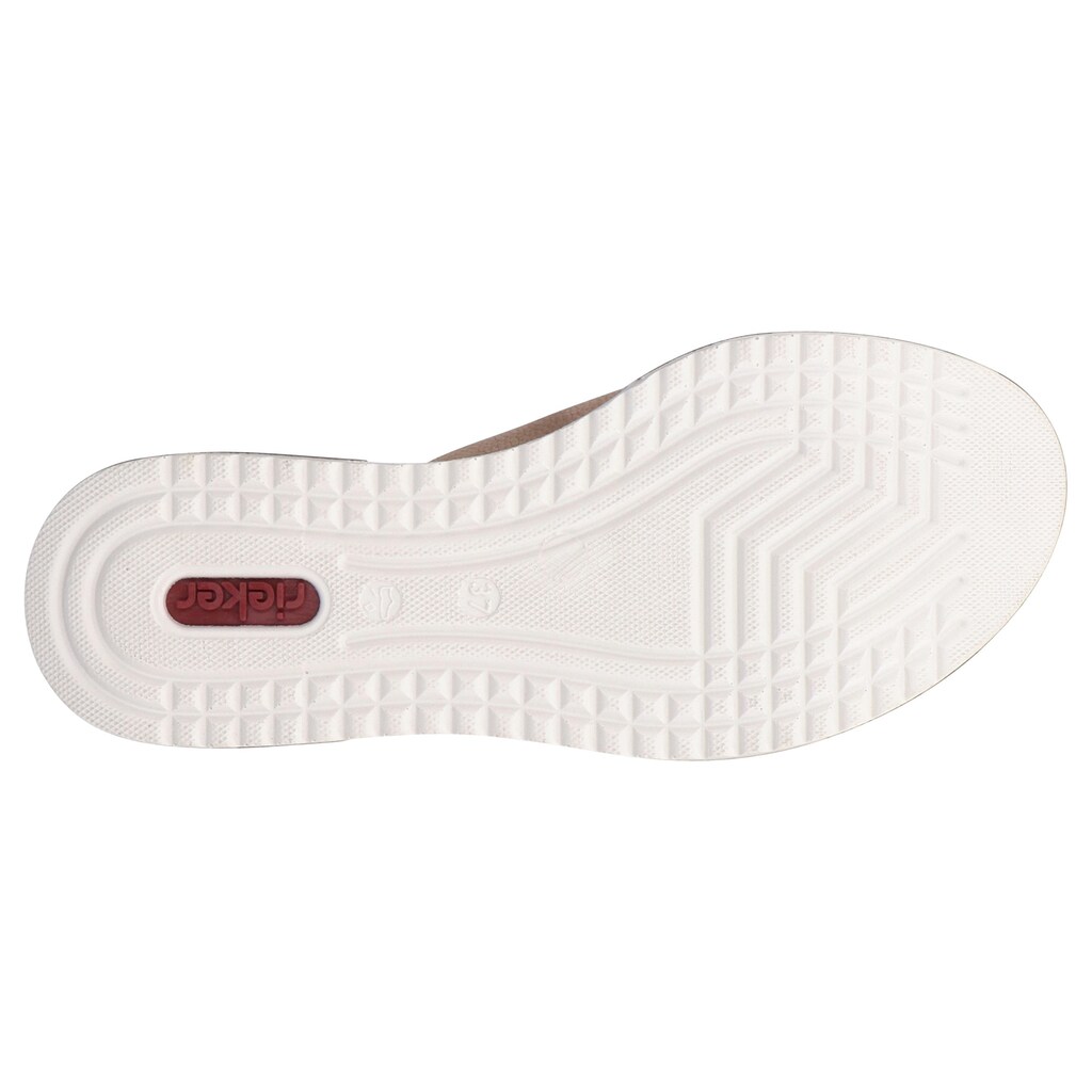 Marken Rieker Rieker Pantolette, mit Keilabsatz in Holz-Optik hellbeige Marken Rieker Rieker Pantolette, mit Keilabsatz in Holz-Optik hellbeige