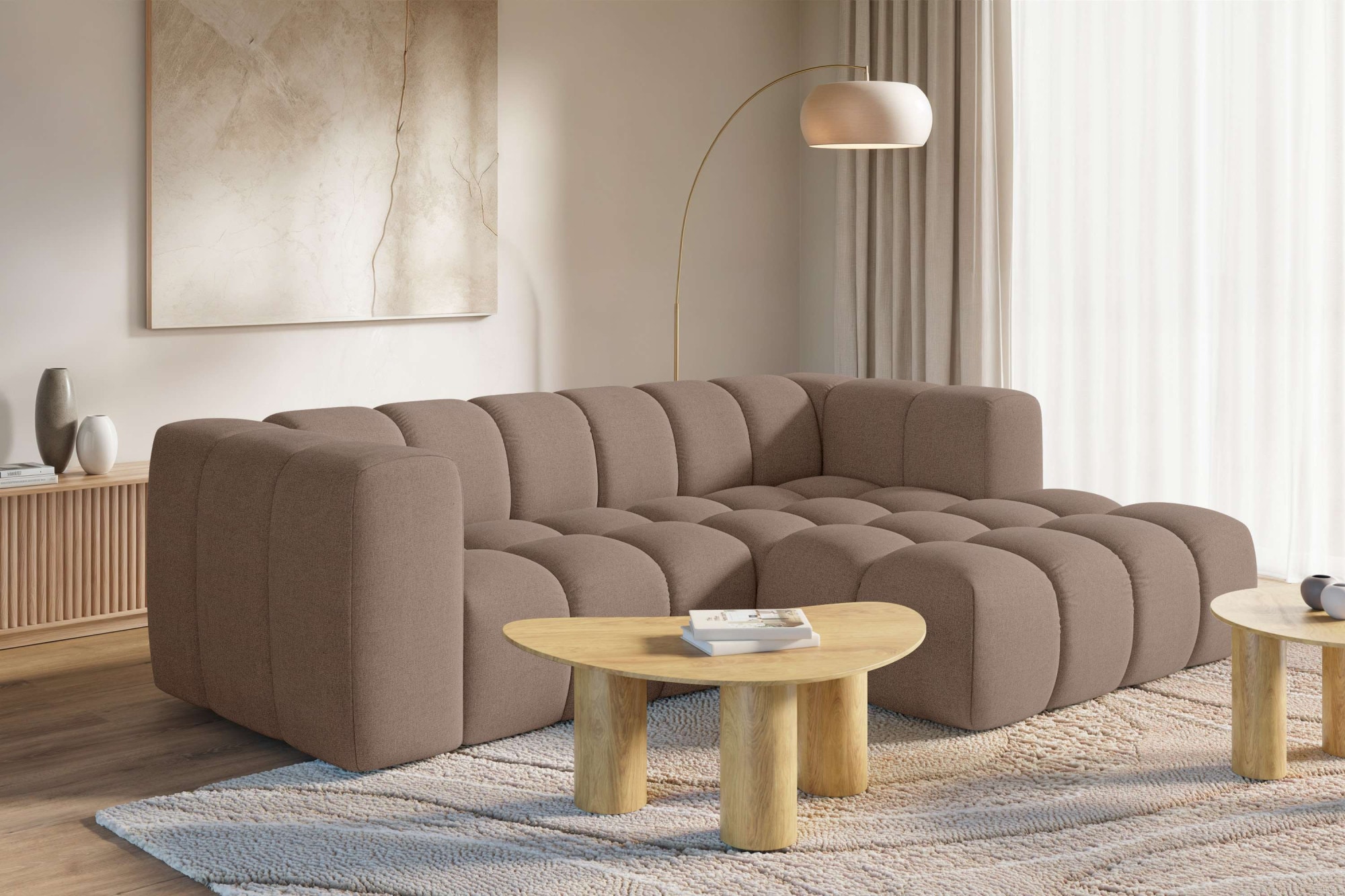homsy by Ana Johnson Ecksofa ""L" BOUBELLE L-Form, Design-Sofa, Bubble-Optik, Breite 247 cm" hoher Sitzkomfort dank Wellenunterfederung, L Sitztiefe 63 cm