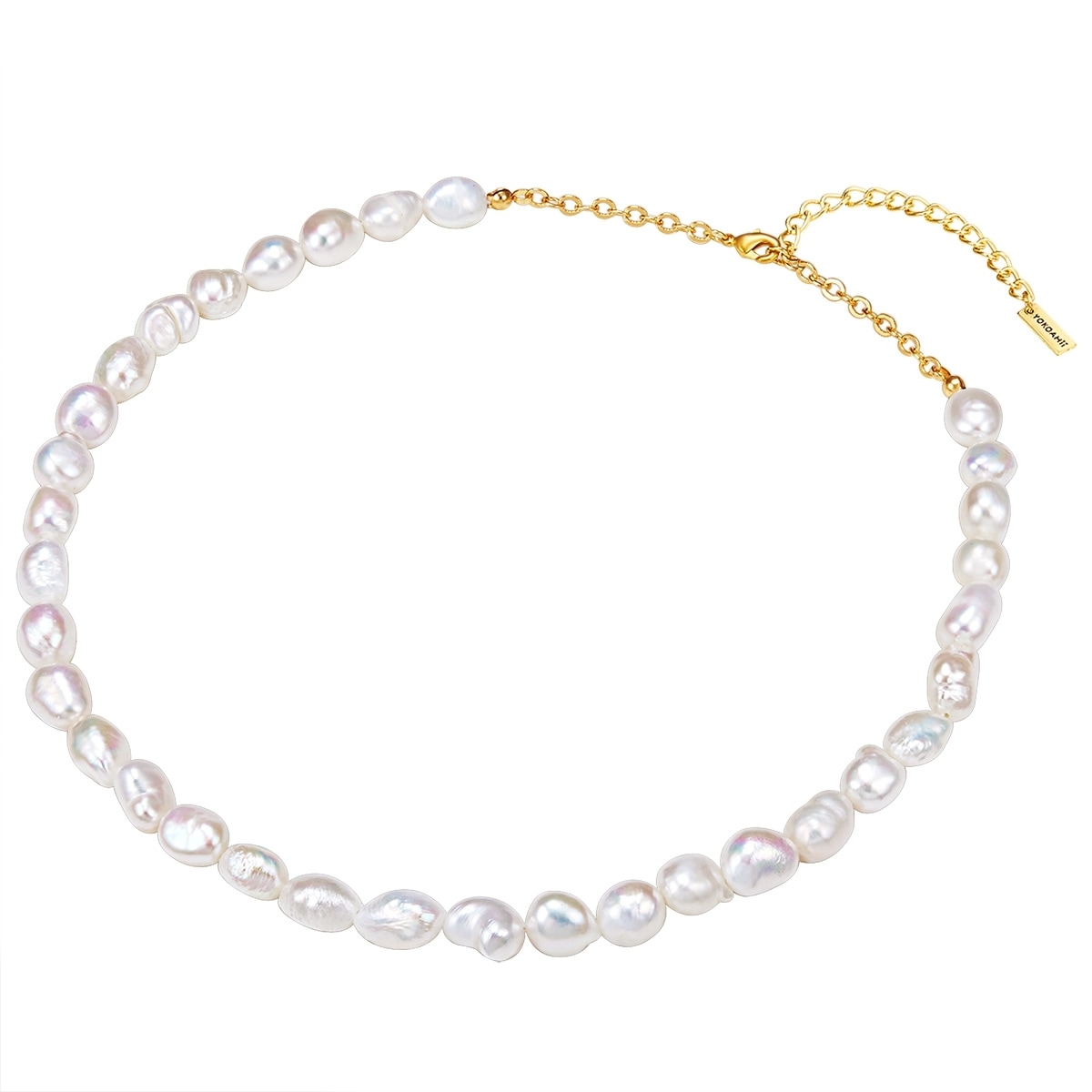 Yokoamii Perlenkette »Y69« Kette gelbgold Süßwasser-Zuchtperle weiß