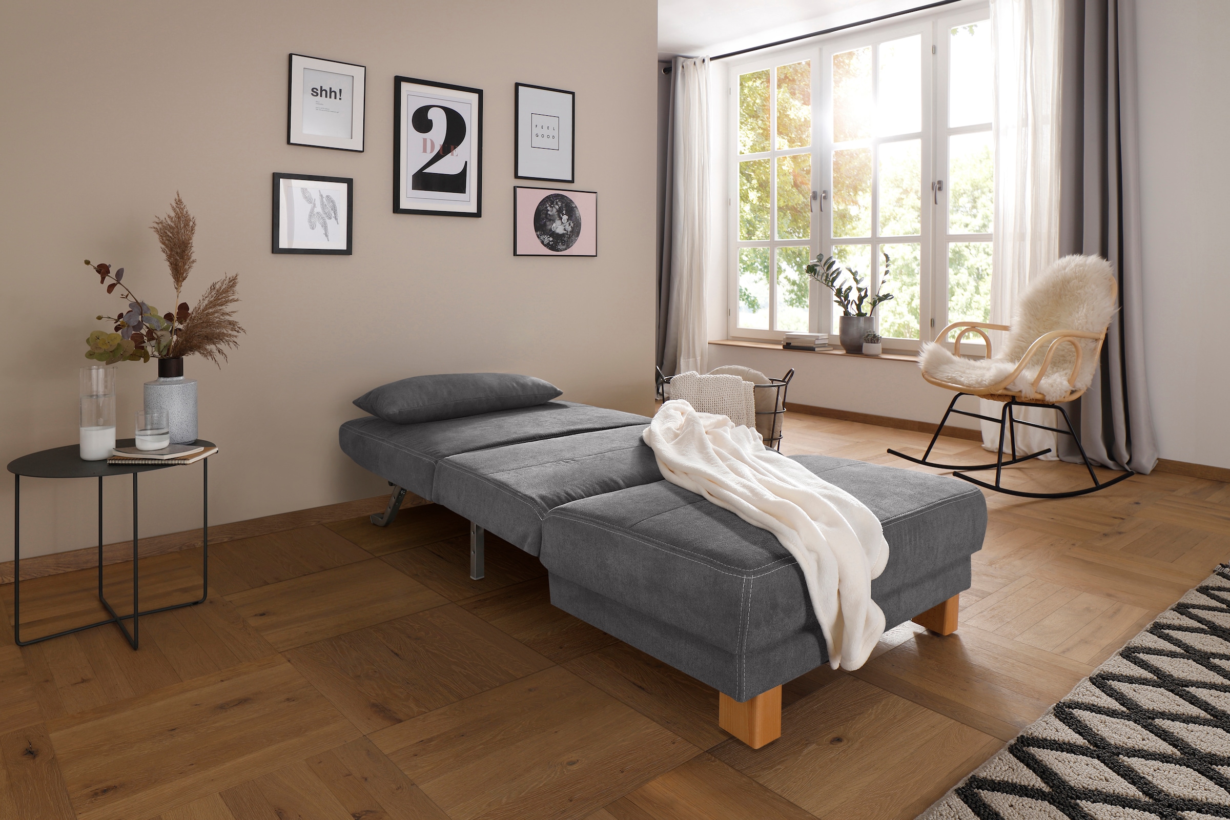 Home affaire Schlafsofa »Gina«, vom Sofa zum Bett mit einem Handgriff, in 4 Breiten, Nierenkissen