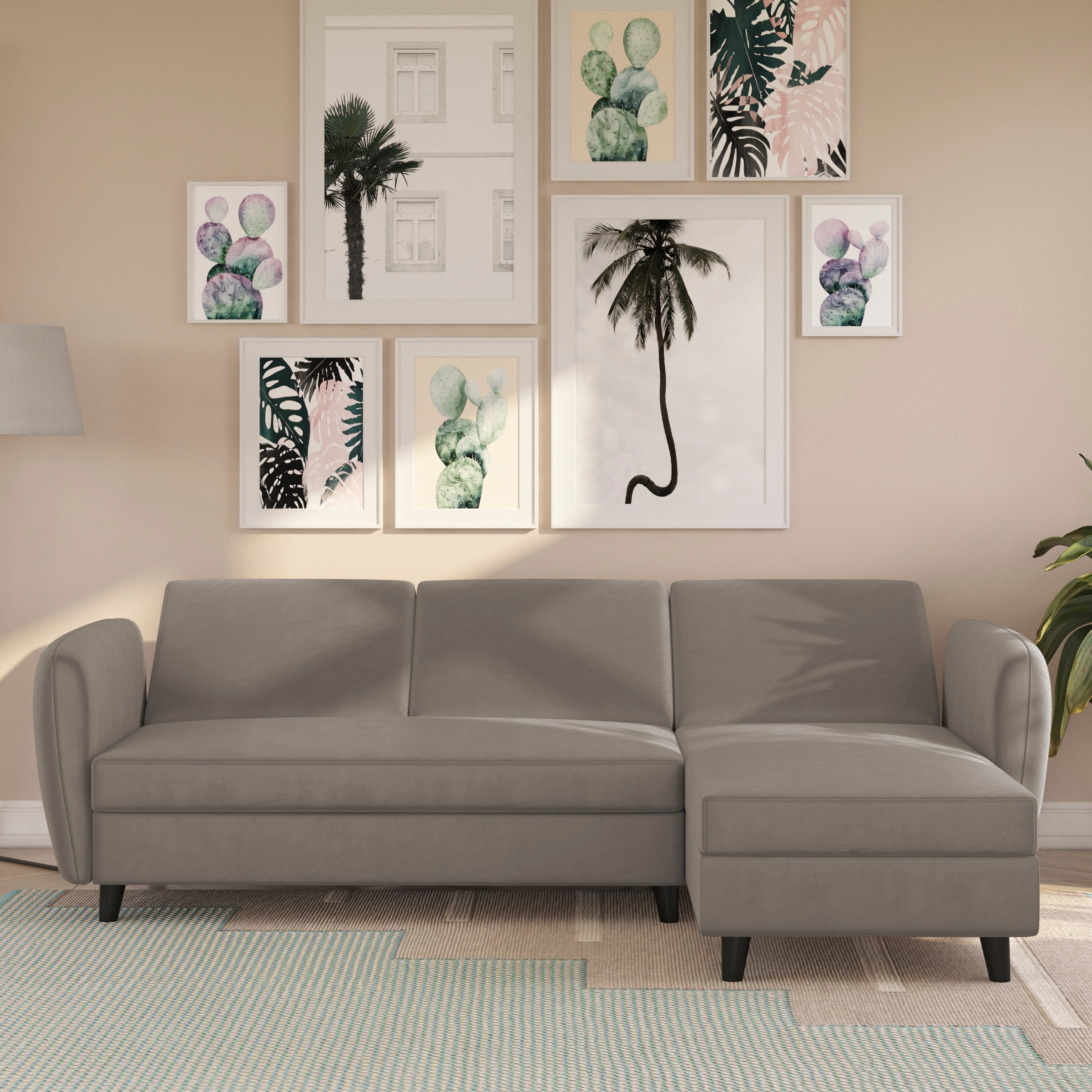 Dorel Home Ecksofa »Perry, L-Form,«, Rückenlehne, verschiedene Farbvarianten, Sitzhöhe 43 cm, Breite 219 cm
