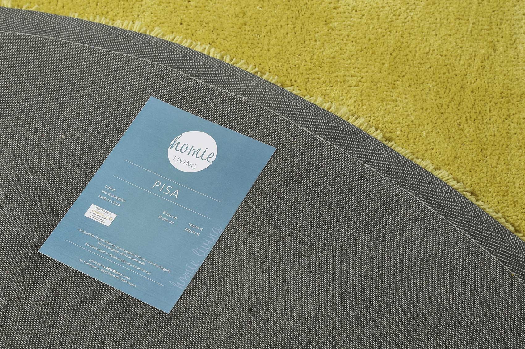 Homie Living Teppich »Pisa«, rund, 25 mm Höhe, Hochflor, Microfaser, uni, weich, Shaggy, Wohnzimmer, Schlafzimmer