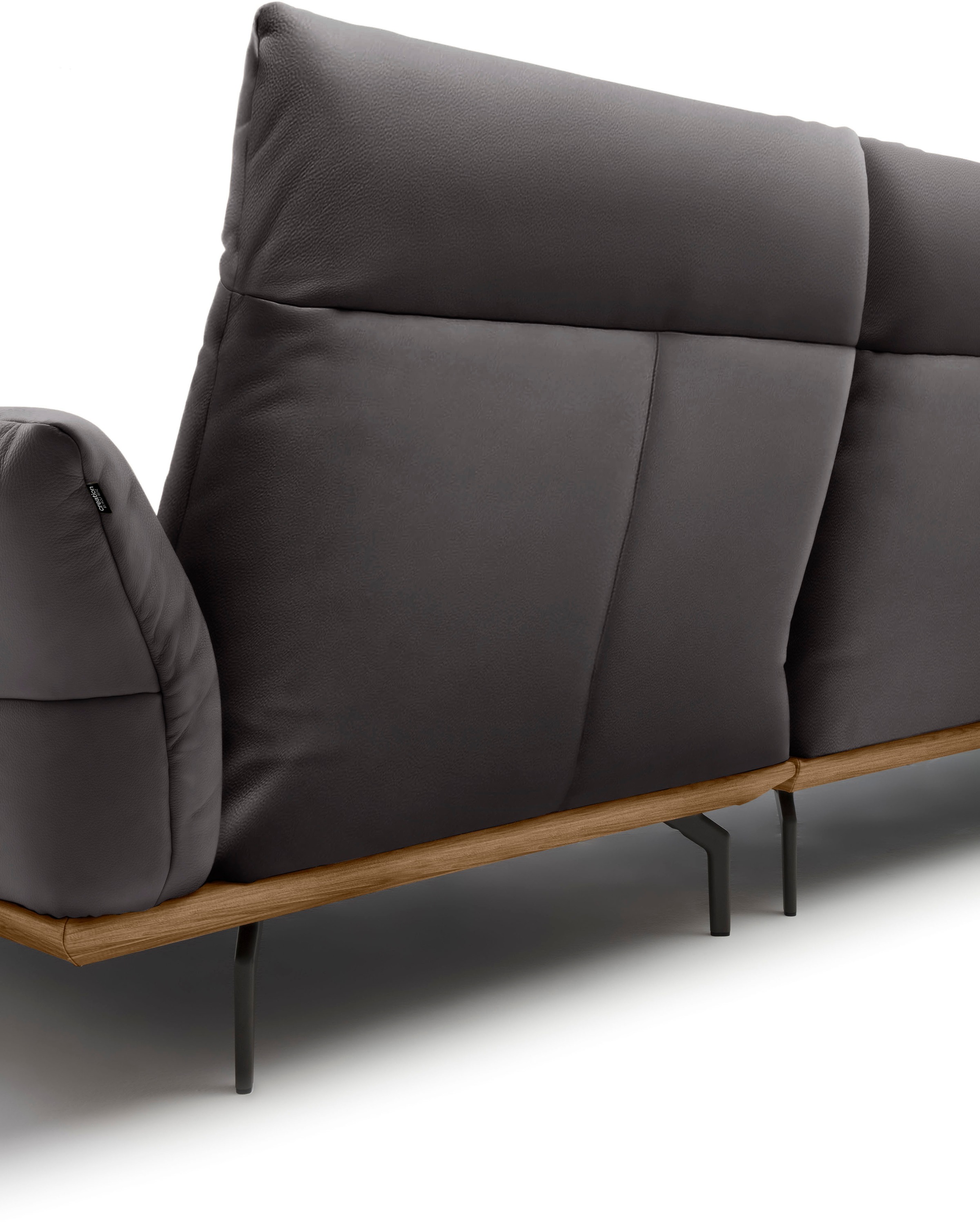 Creation BY ROLF BENZ Ecksofa »CR.460«, Sockel in Nussbaum, Winkelfüße in Umbragrau, Breite 318 cm