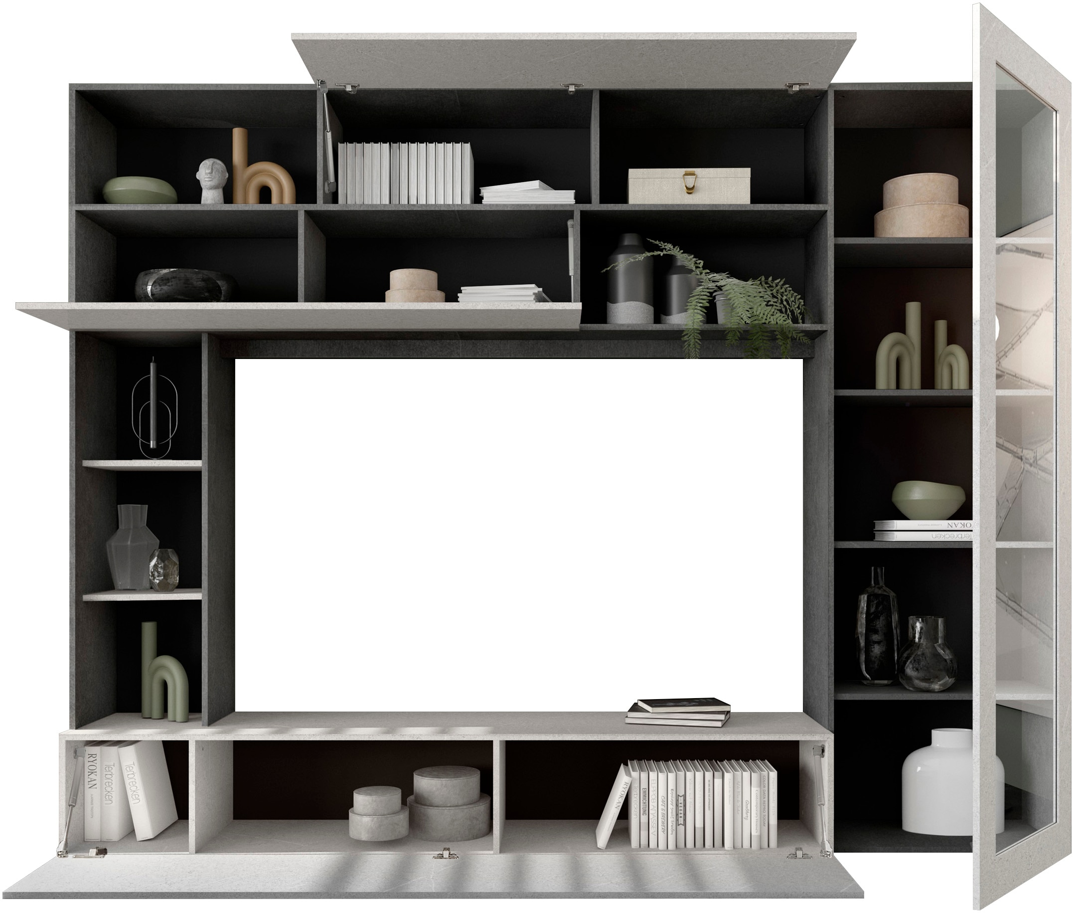 INOSIGN Wohnwand »PRATO, Breite 272 cm, Höhe 210 cm, Kompakt-Wohnwand,«, Mediawand, Schrankwand, moderne u. grifflose Optik, viel Stauraum