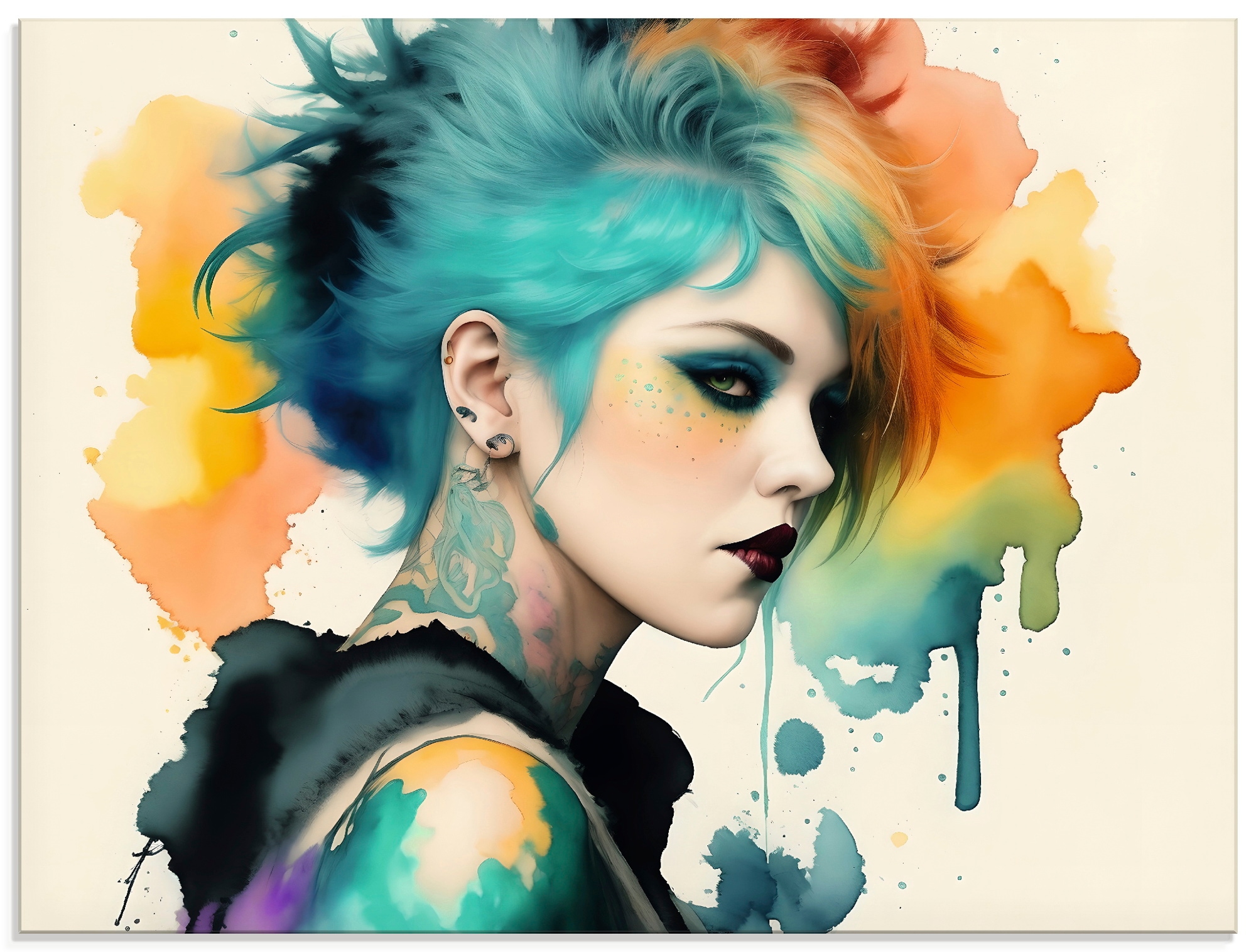 Artland Glasbild "Weiblicher Punk III" Bilder von Frauen 1 Stk. tlg. in verschiedenen Größen